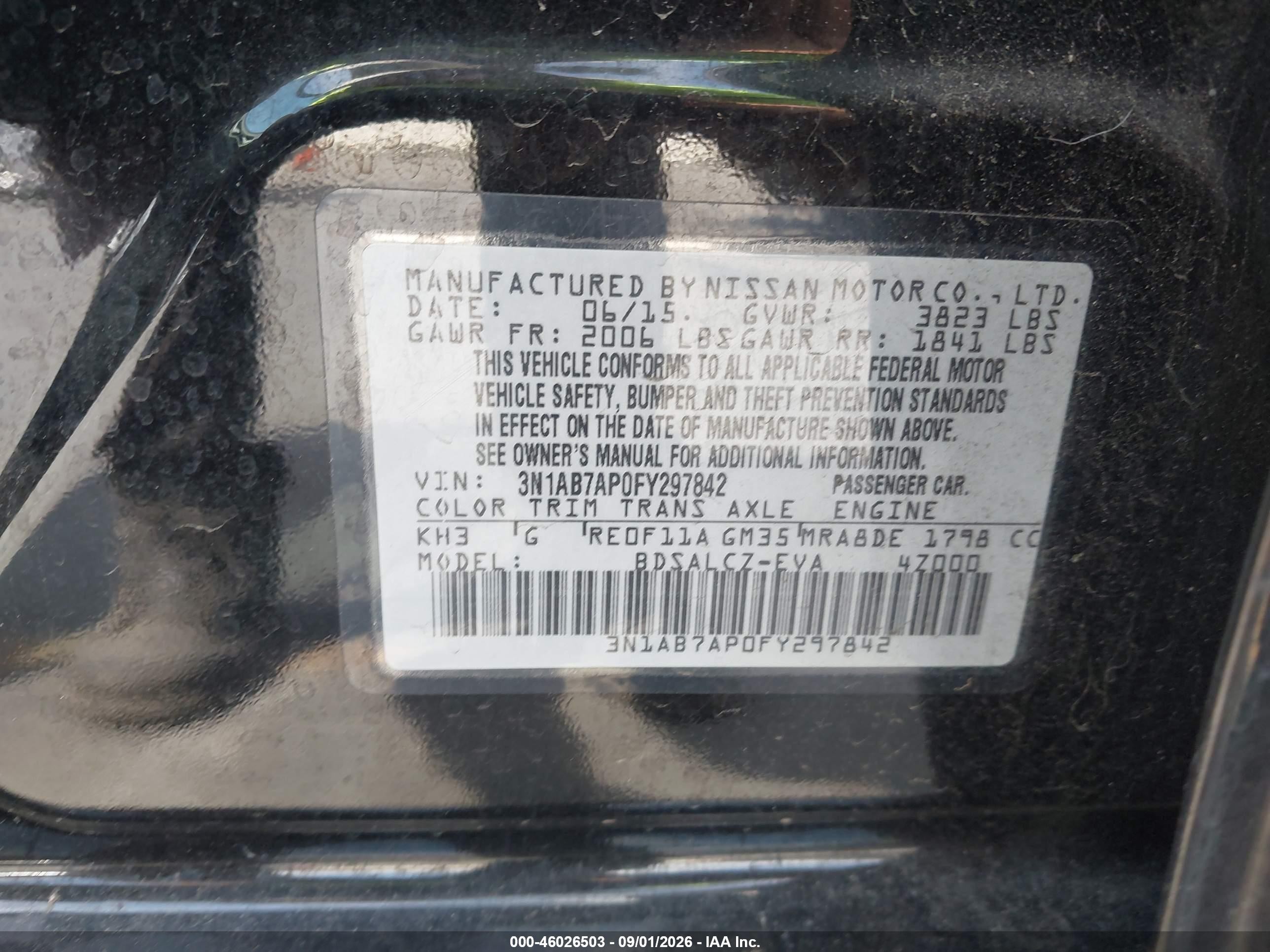 2015 Nissan Sentra S Black vin: 3N1AB7AP0FY297842