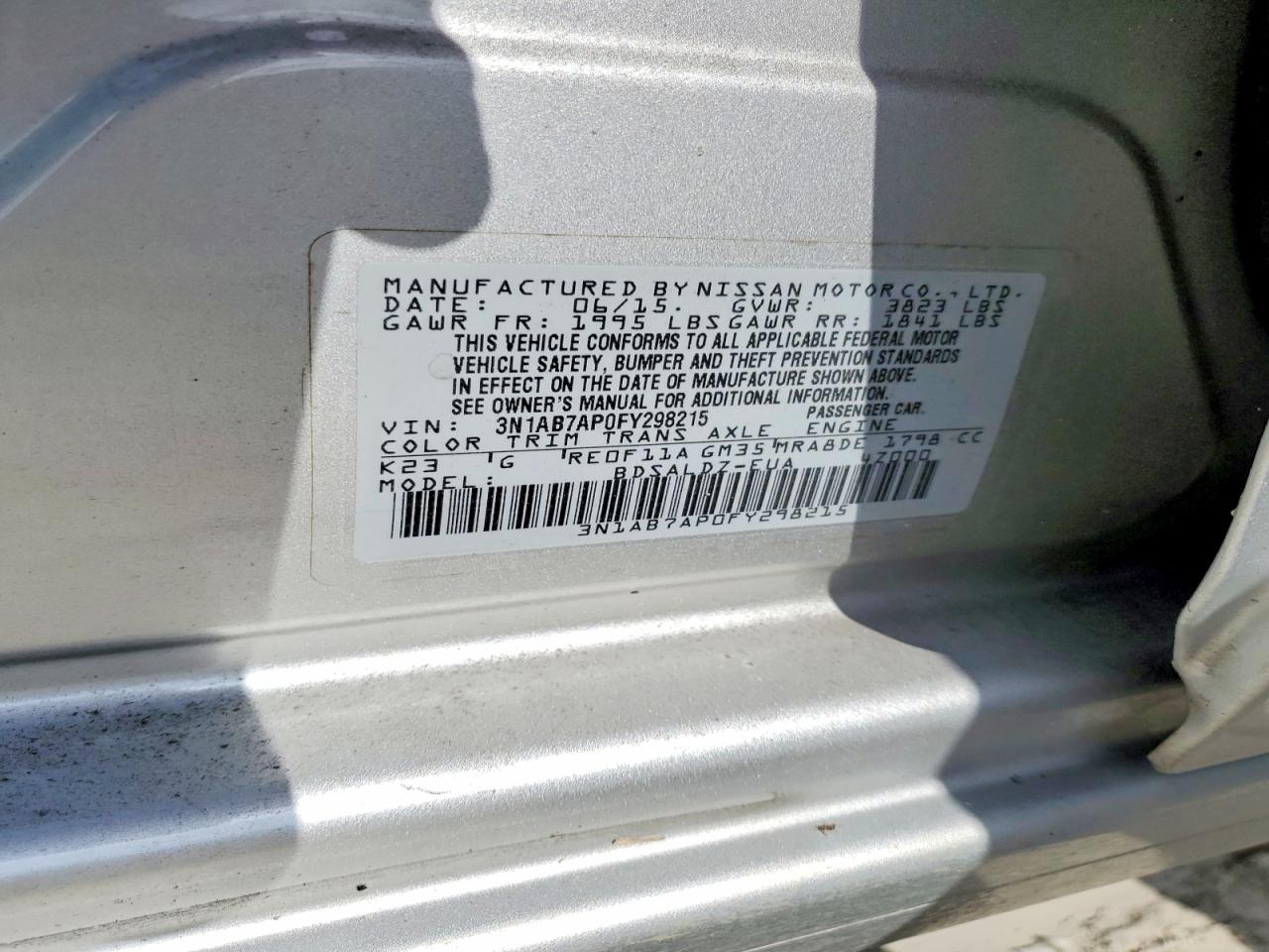 2015 Nissan Sentra Sv Silver vin: 3N1AB7AP0FY298215