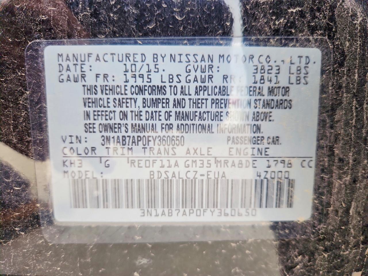2015 Nissan Sentra S Black vin: 3N1AB7AP0FY360650
