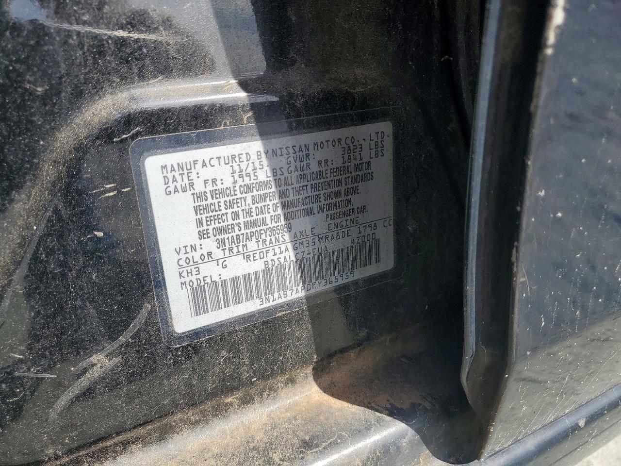 2015 Nissan Sentra S Black vin: 3N1AB7AP0FY365959