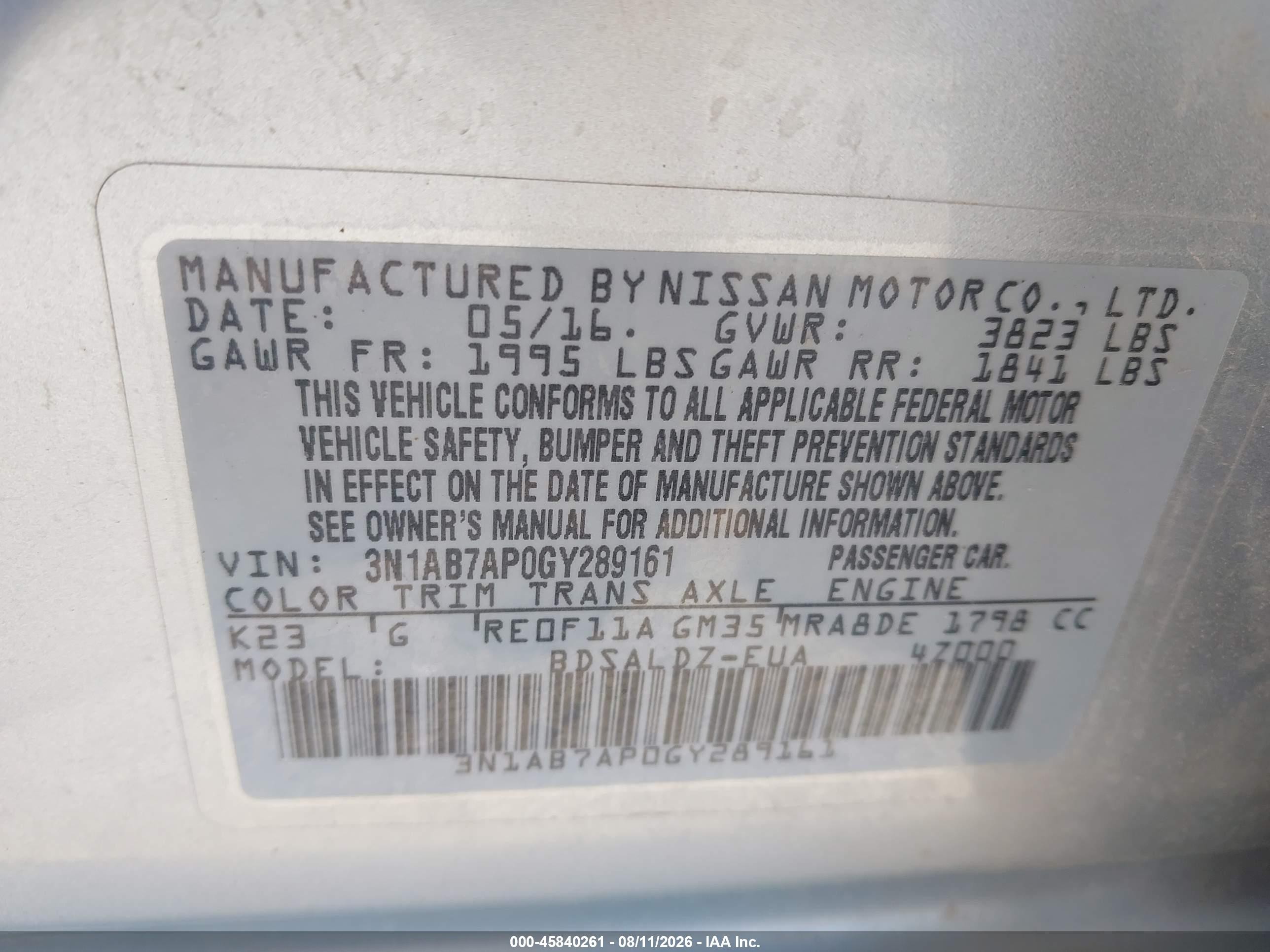 2016 Nissan Sentra Sv Серебряный vin: 3N1AB7AP0GY289161