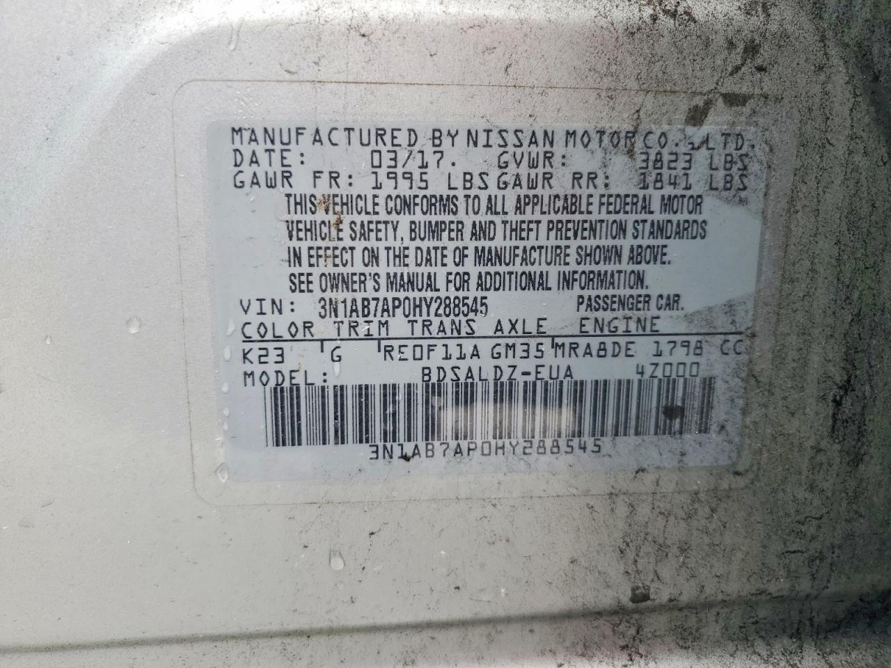 2017 Nissan Sentra Sv Silver vin: 3N1AB7AP0HY288545
