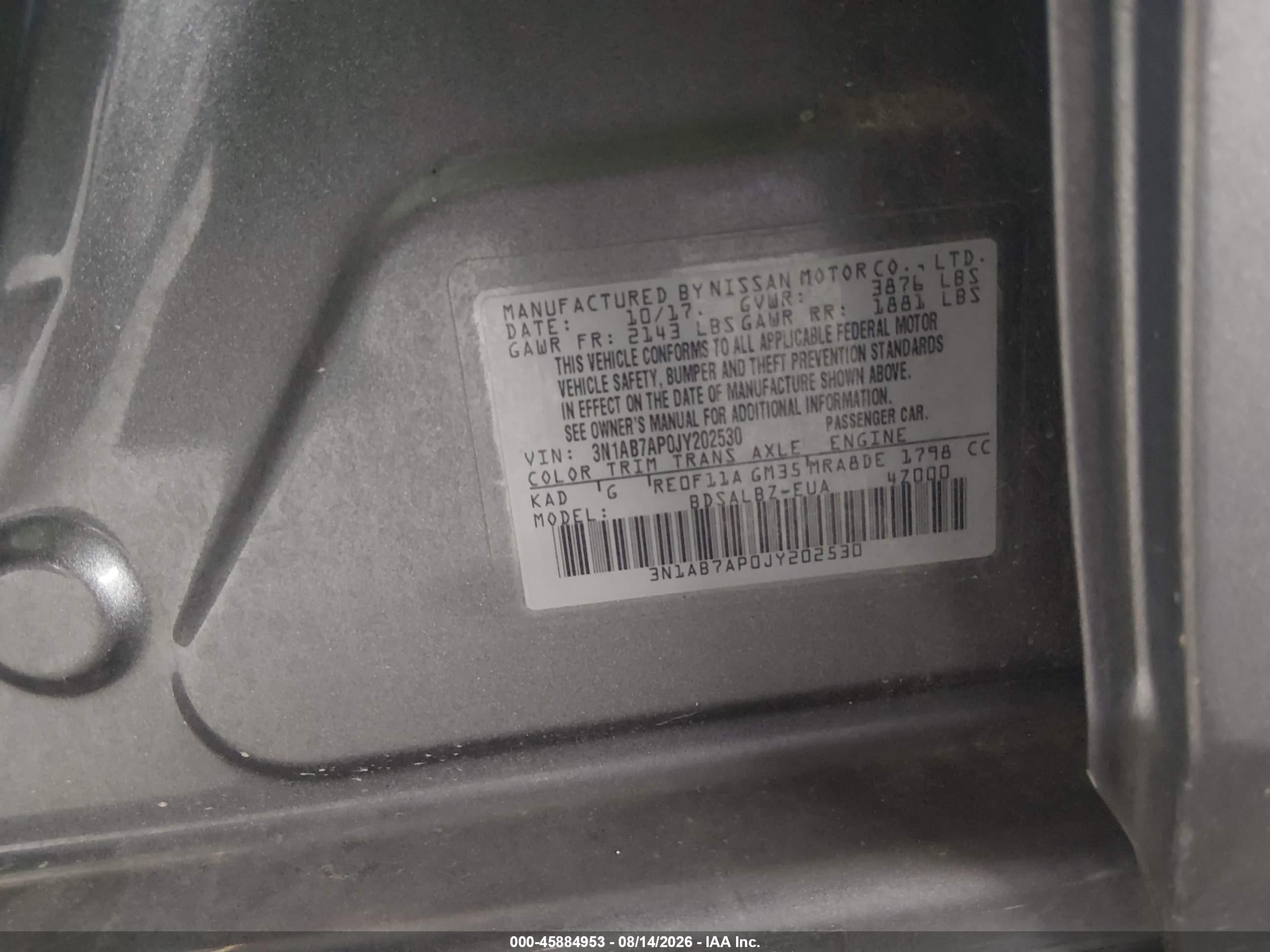 2018 Nissan Sentra S Gray vin: 3N1AB7AP0JY202530