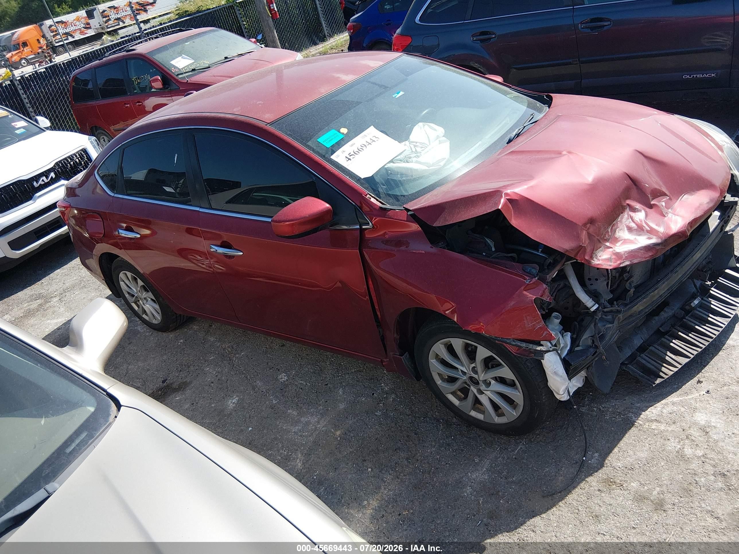 2018 Nissan Sentra Sv Burgundy vin: 3N1AB7AP0JY204875