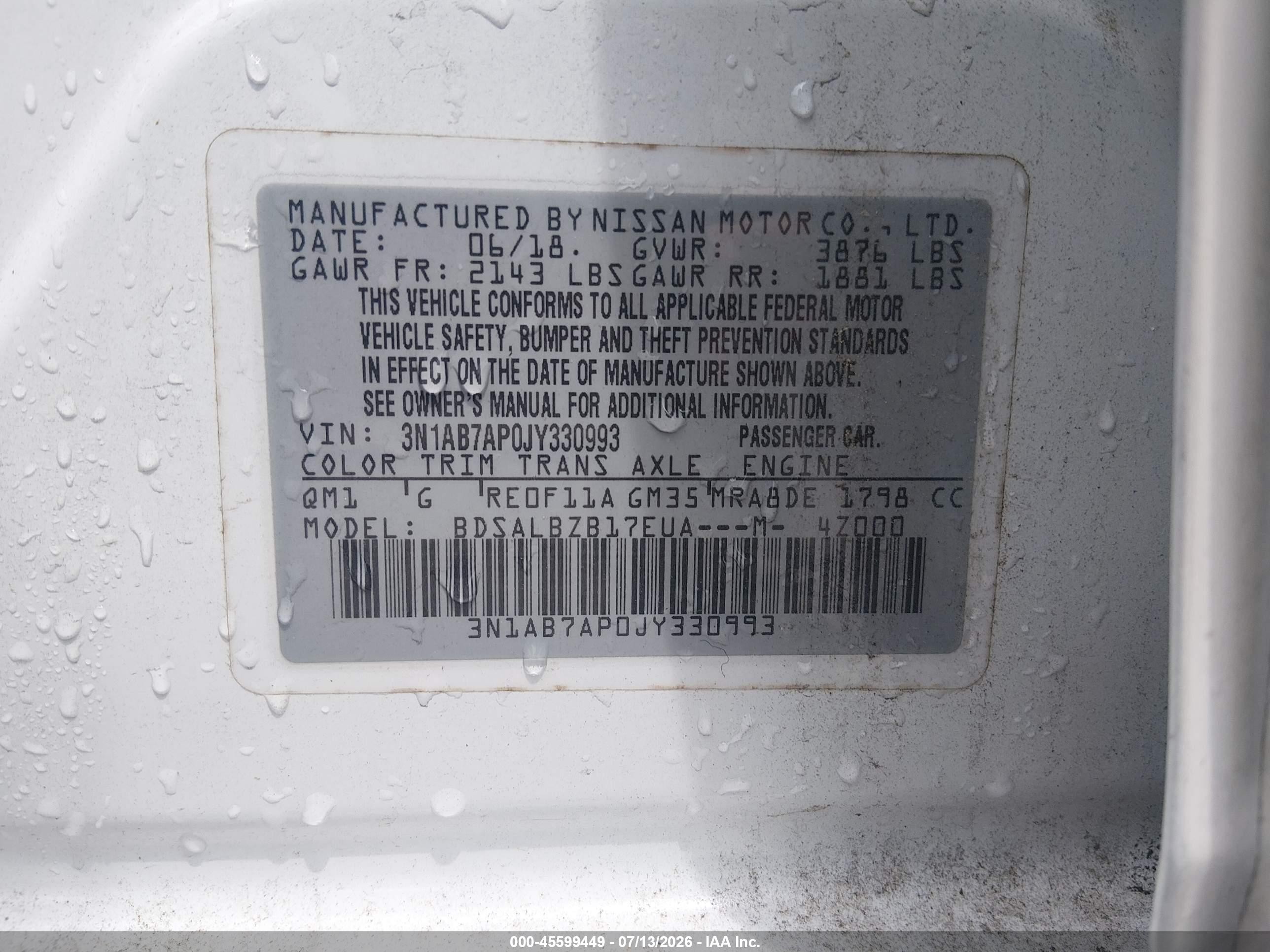 2018 Nissan Sentra S White vin: 3N1AB7AP0JY330993