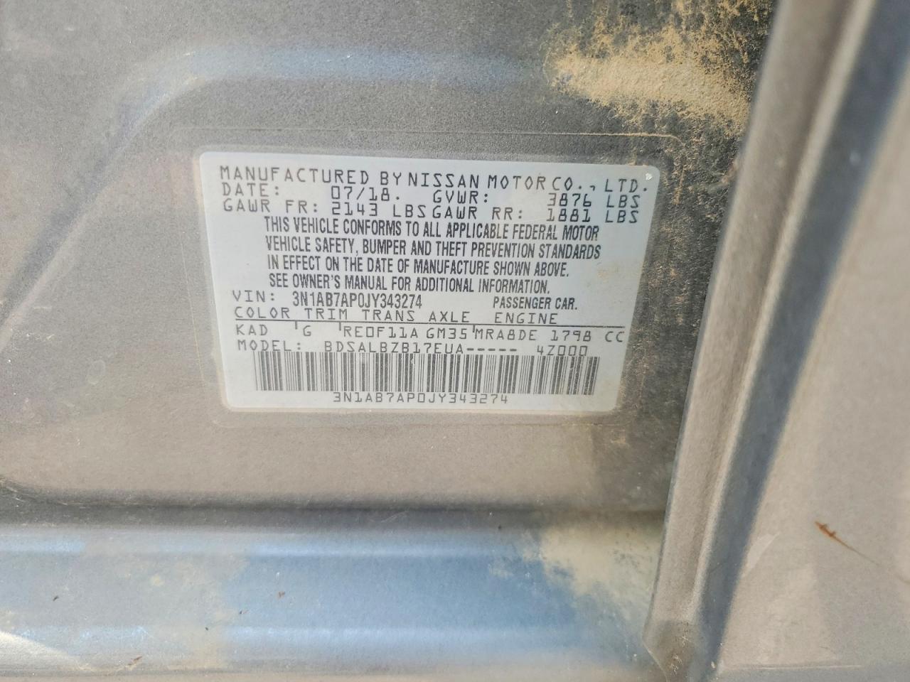 2018 Nissan Sentra S Gray vin: 3N1AB7AP0JY343274