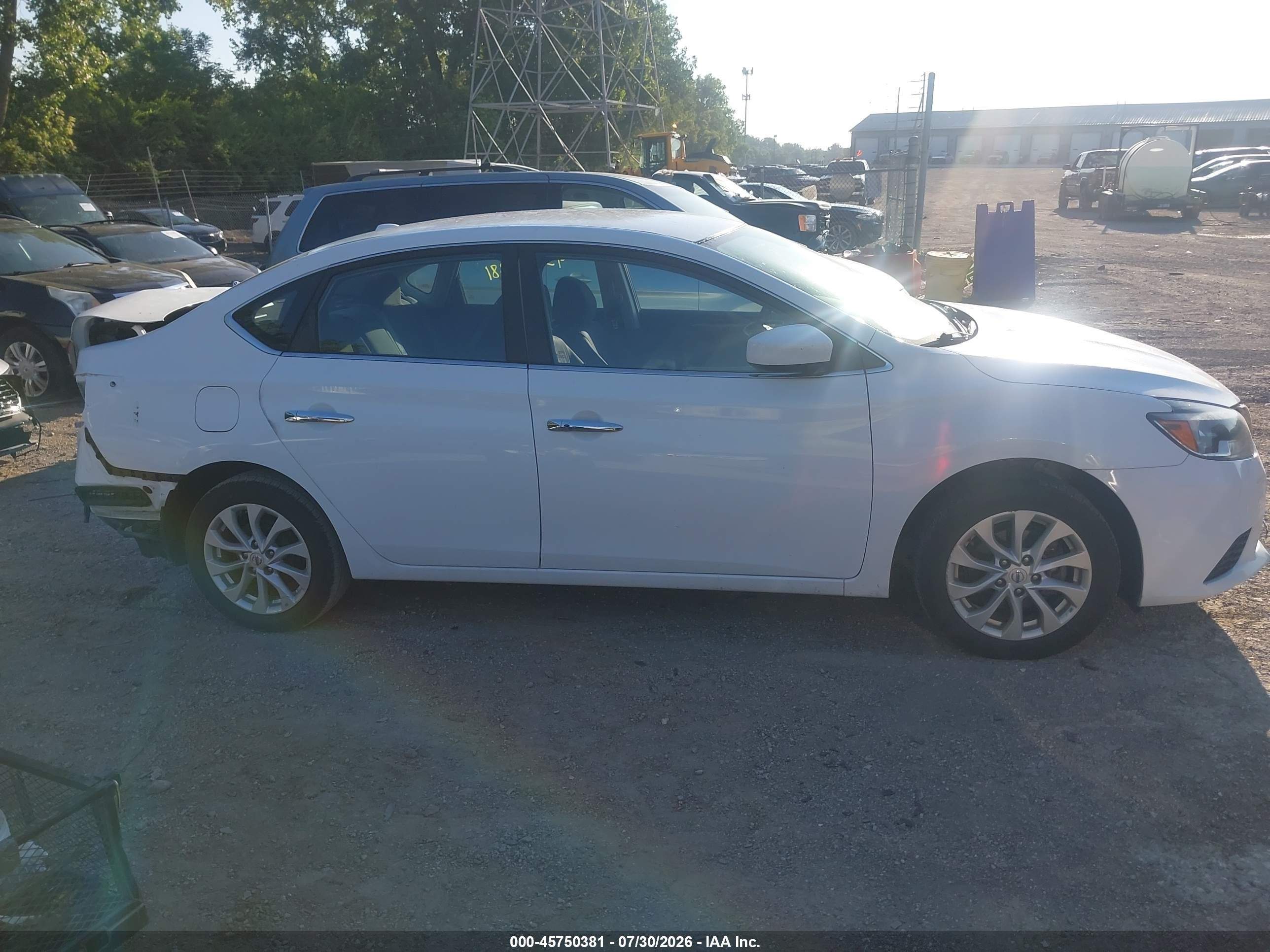 2019 Nissan Sentra Sv White vin: 3N1AB7AP0KY313385