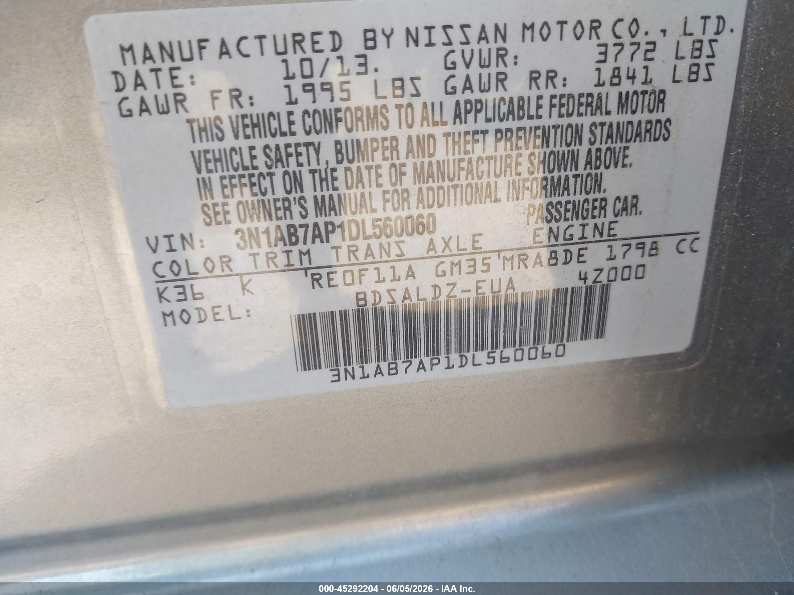 2013 Nissan Sentra Sv Silver vin: 3N1AB7AP1DL560060