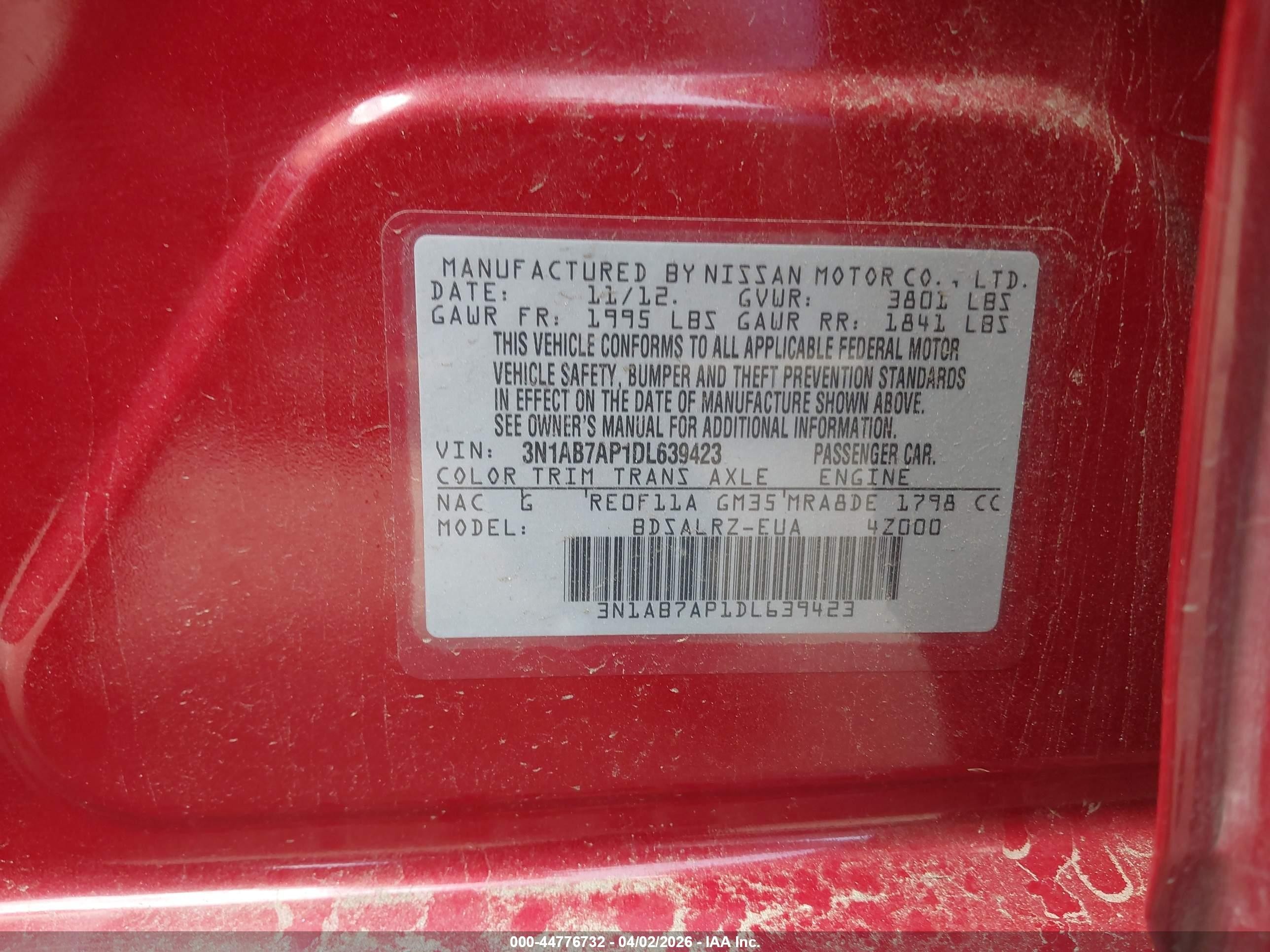 2013 Nissan Sentra Sr Красный vin: 3N1AB7AP1DL639423