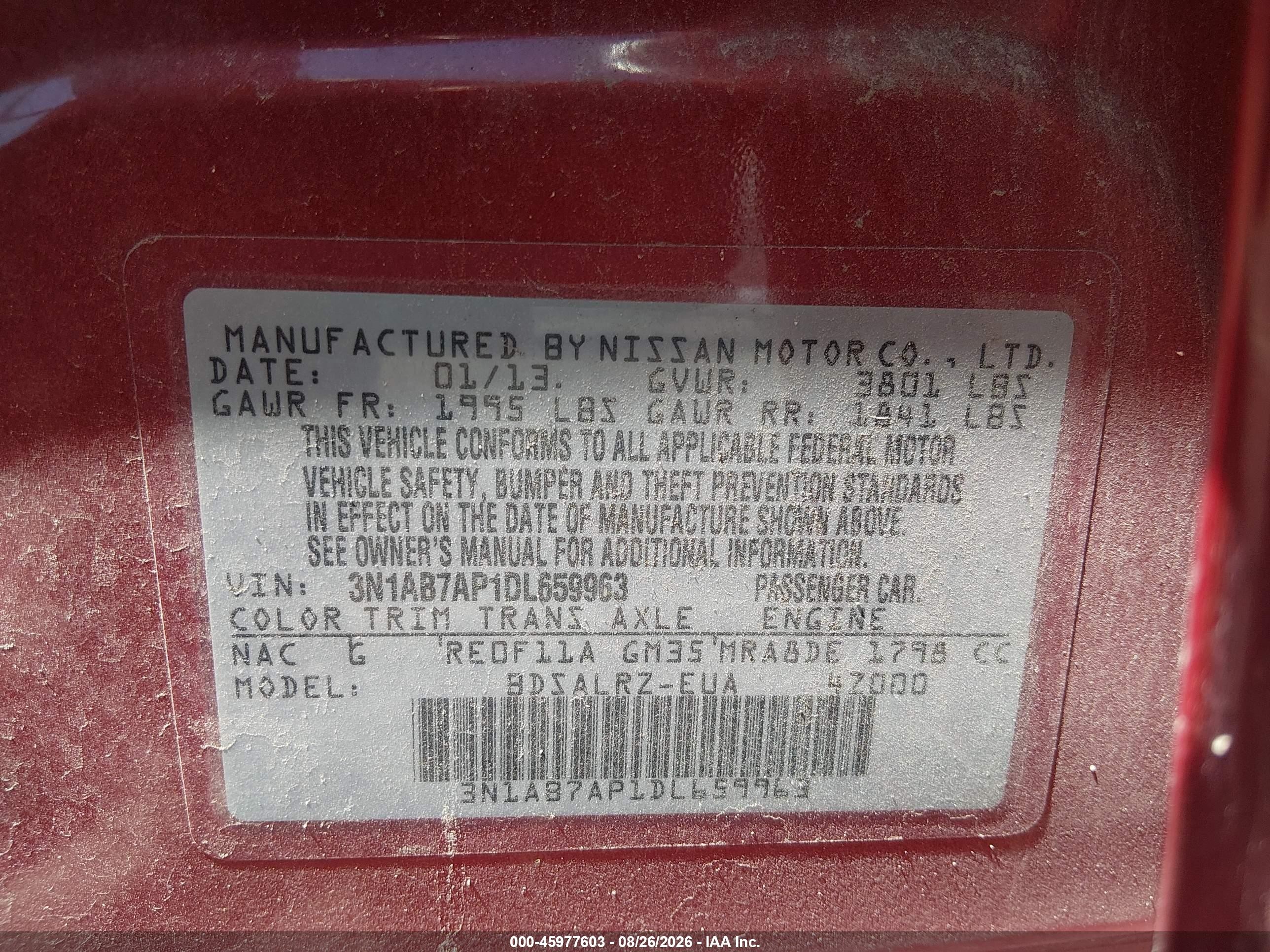 2013 Nissan Sentra Sr Red vin: 3N1AB7AP1DL659963