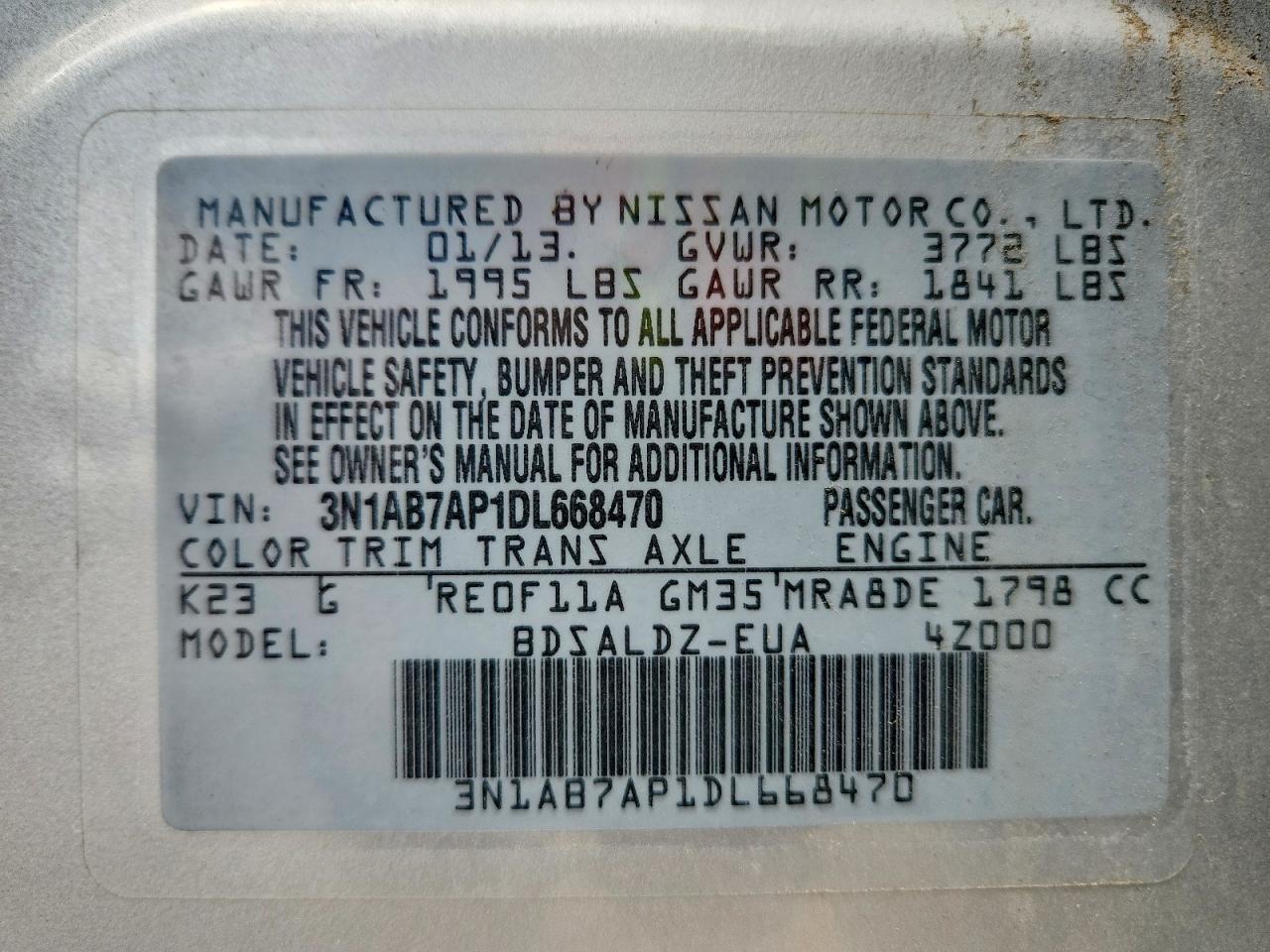 2013 Nissan Sentra S Silver vin: 3N1AB7AP1DL668470