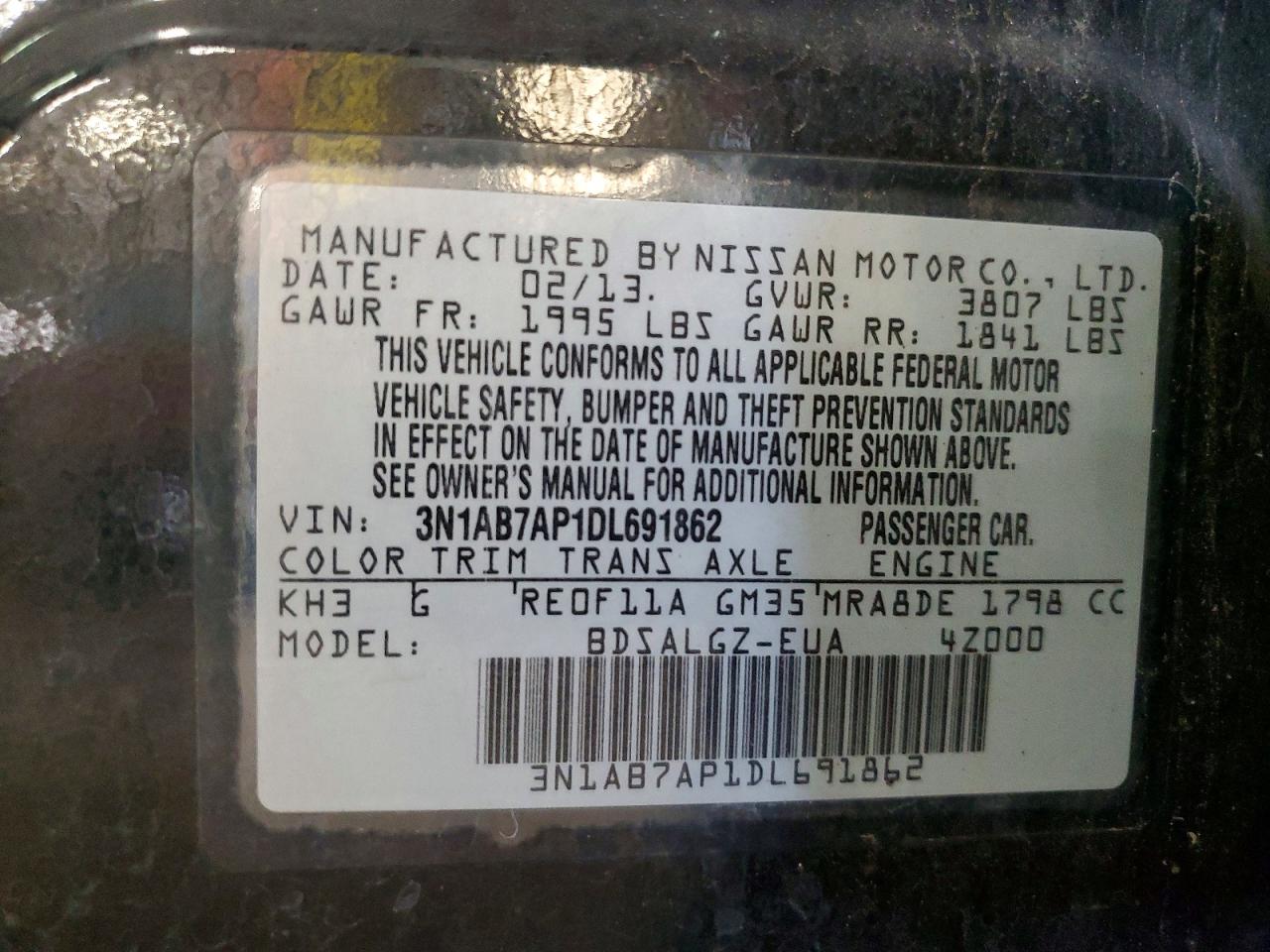 2013 Nissan Sentra S Black vin: 3N1AB7AP1DL691862