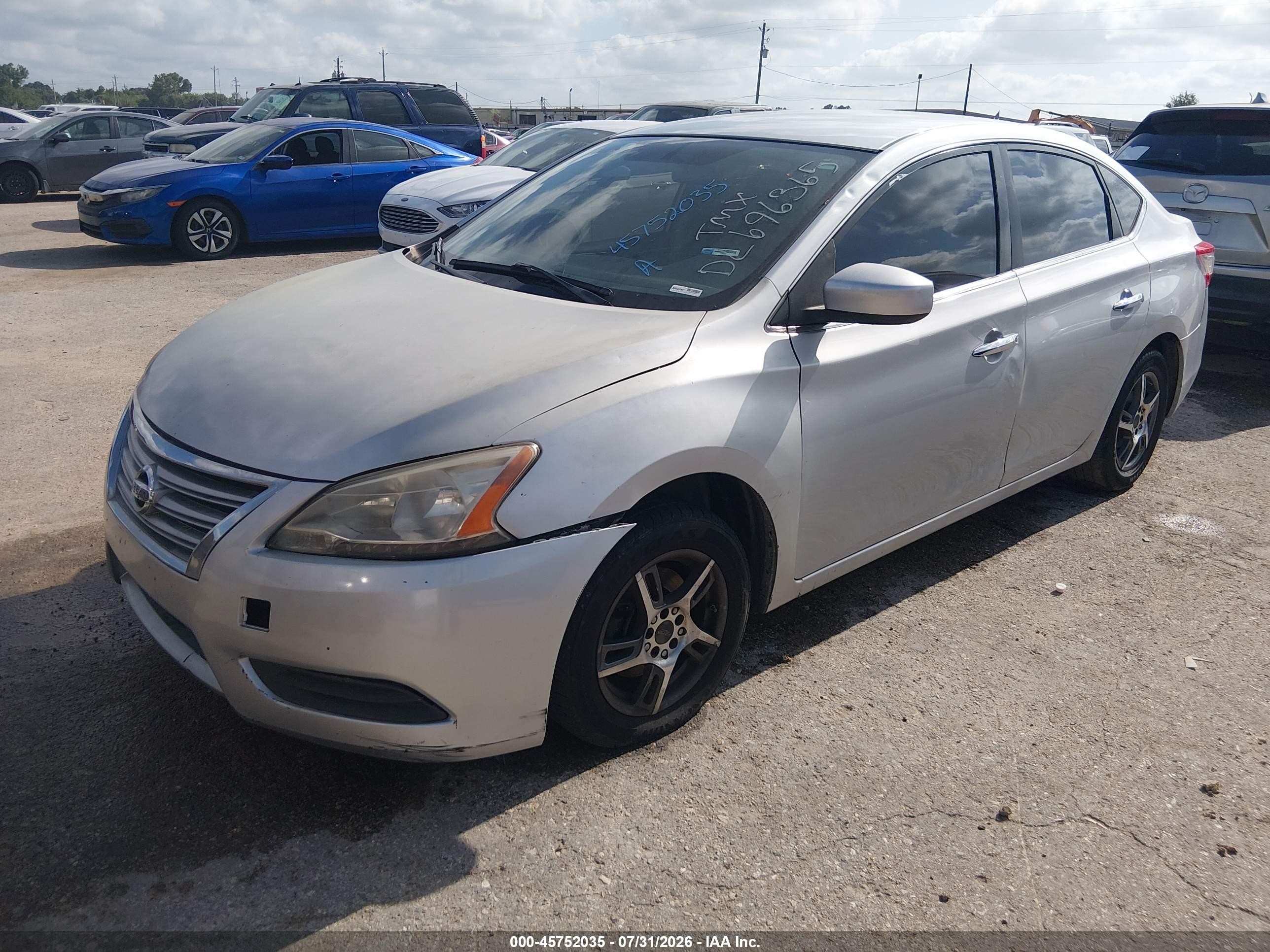 2013 Nissan Sentra Sv Серебряный vin: 3N1AB7AP1DL696365