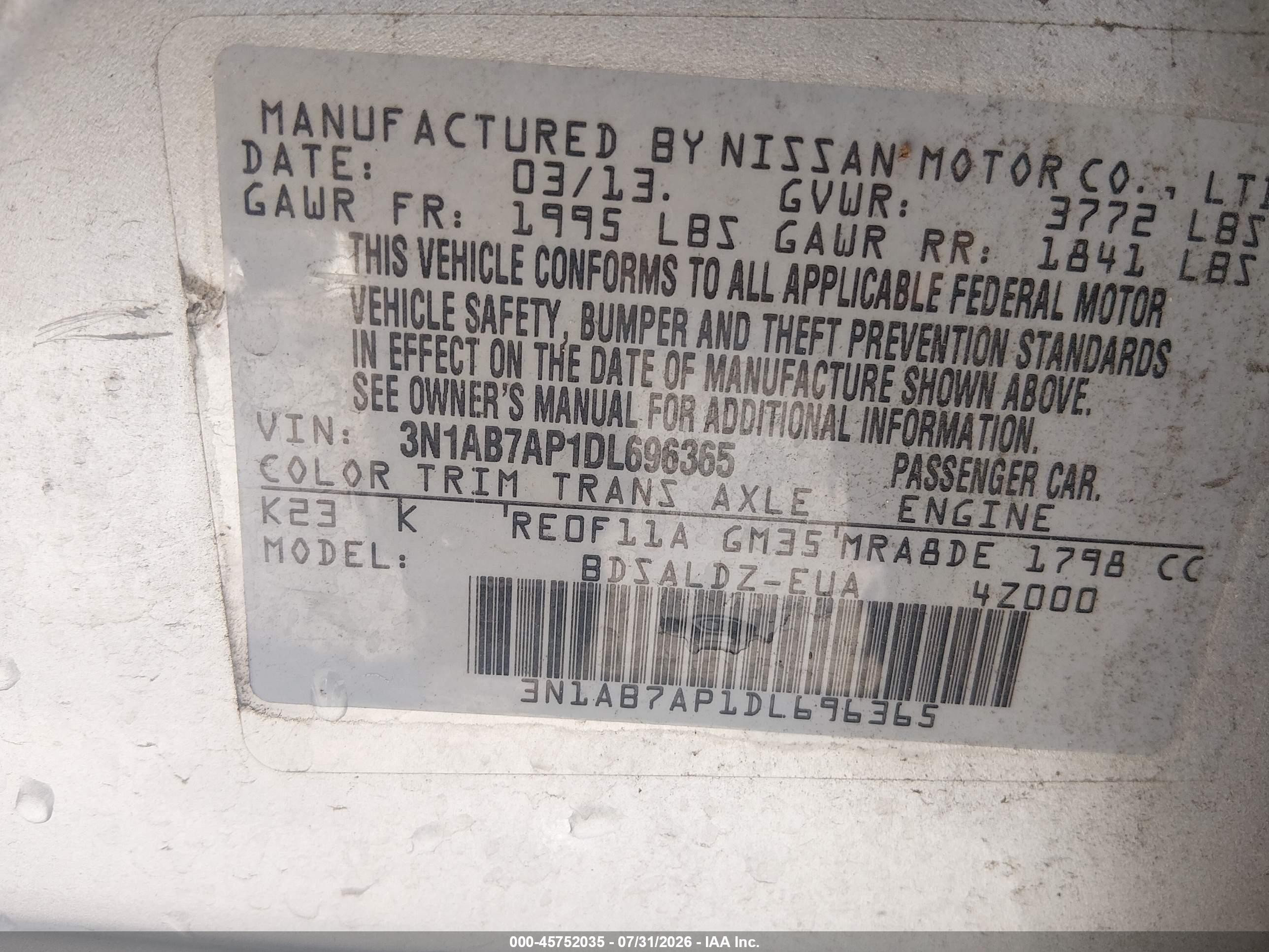 2013 Nissan Sentra Sv Серебряный vin: 3N1AB7AP1DL696365
