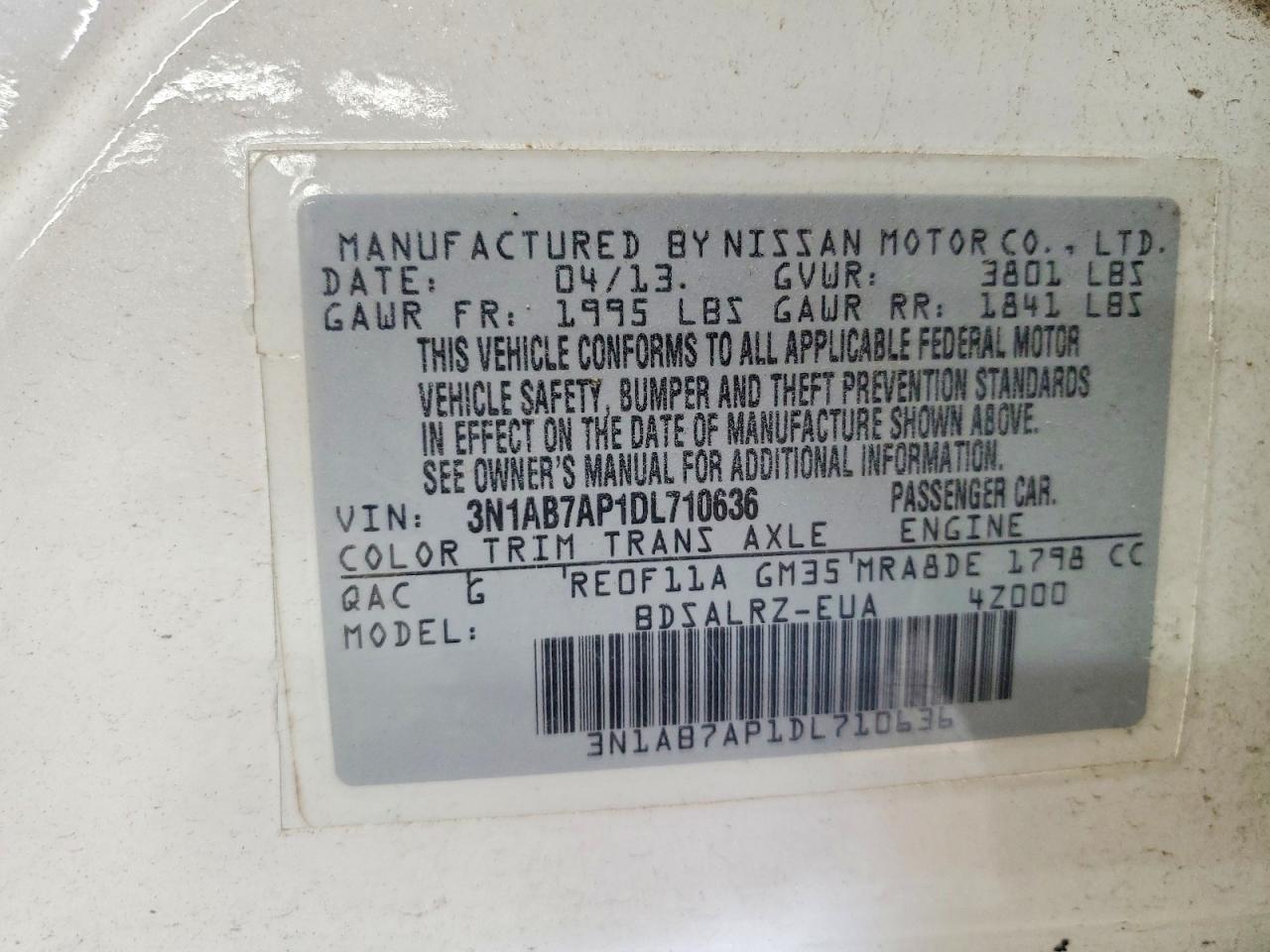 2013 Nissan Sentra S White vin: 3N1AB7AP1DL710636