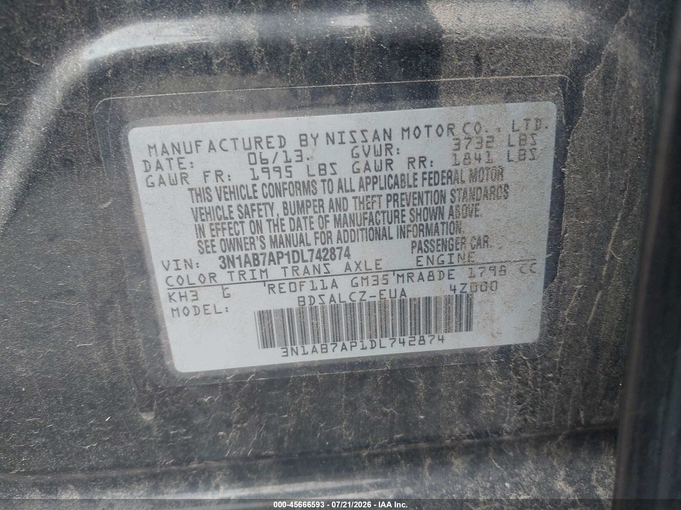 2013 Nissan Sentra S Black vin: 3N1AB7AP1DL742874
