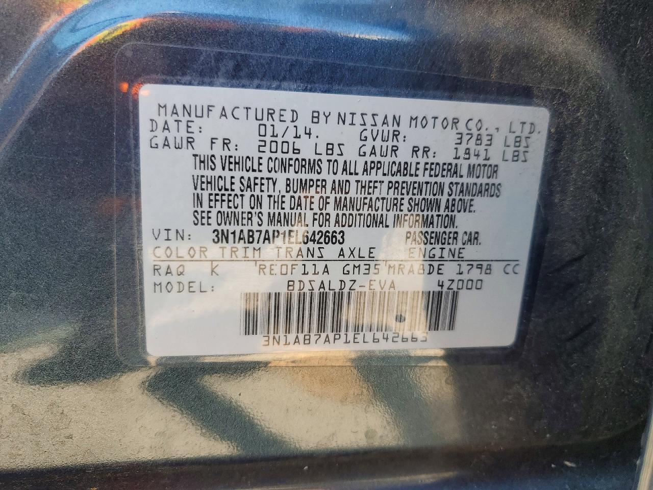 2014 Nissan Sentra Sv Blue vin: 3N1AB7AP1EL642663