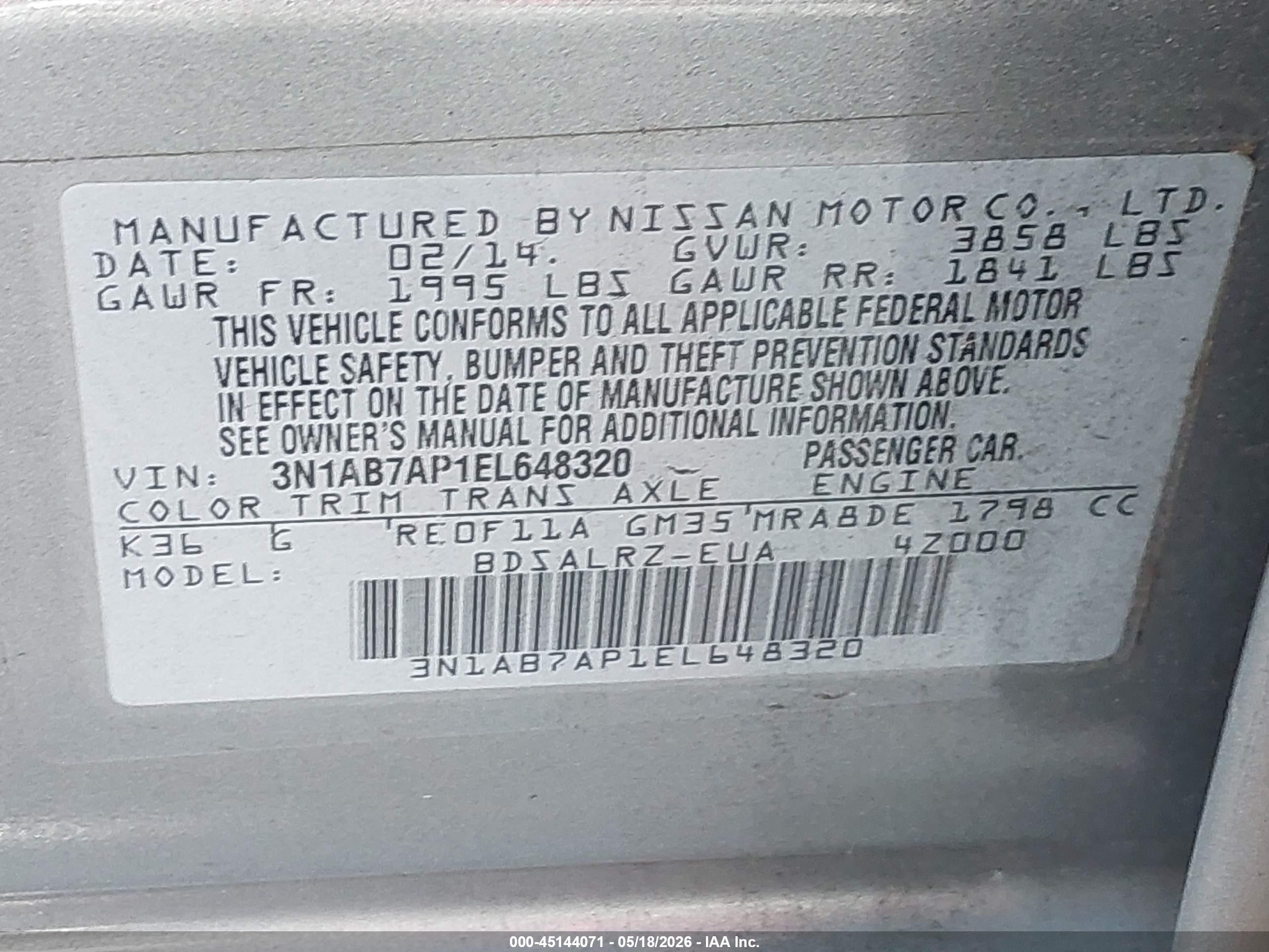 2014 Nissan Sentra Sr Silver vin: 3N1AB7AP1EL648320