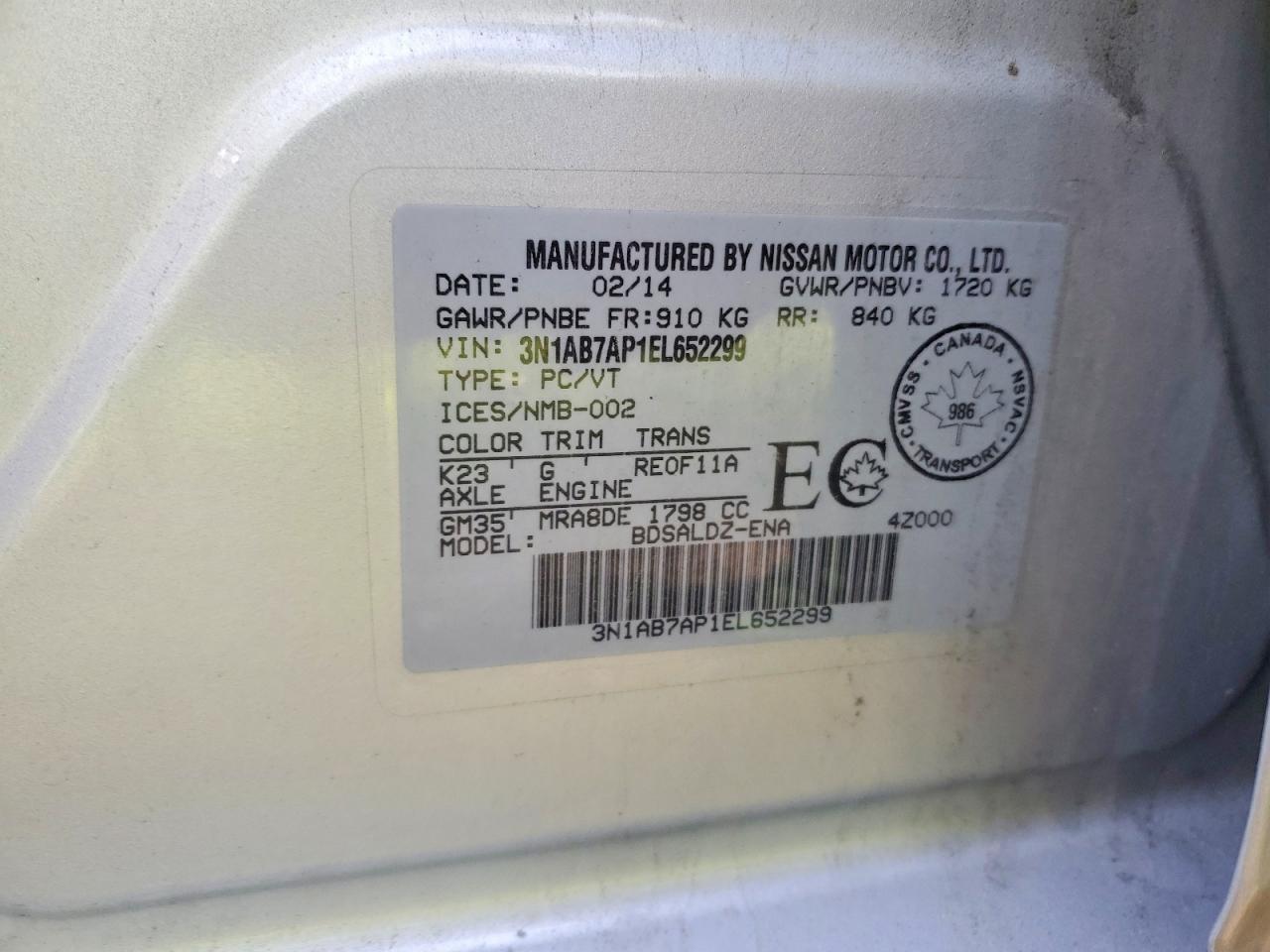 2014 Nissan Sentra S Silver vin: 3N1AB7AP1EL652299