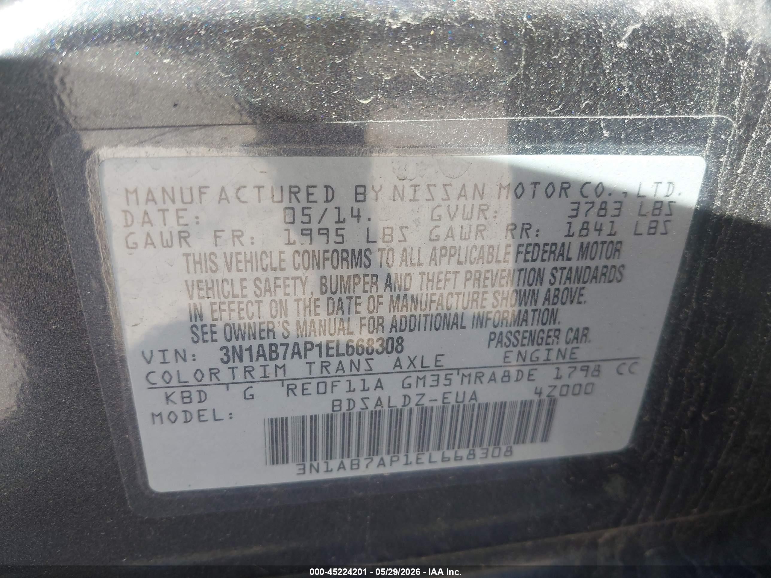 2014 Nissan Sentra Sv Gray vin: 3N1AB7AP1EL668308