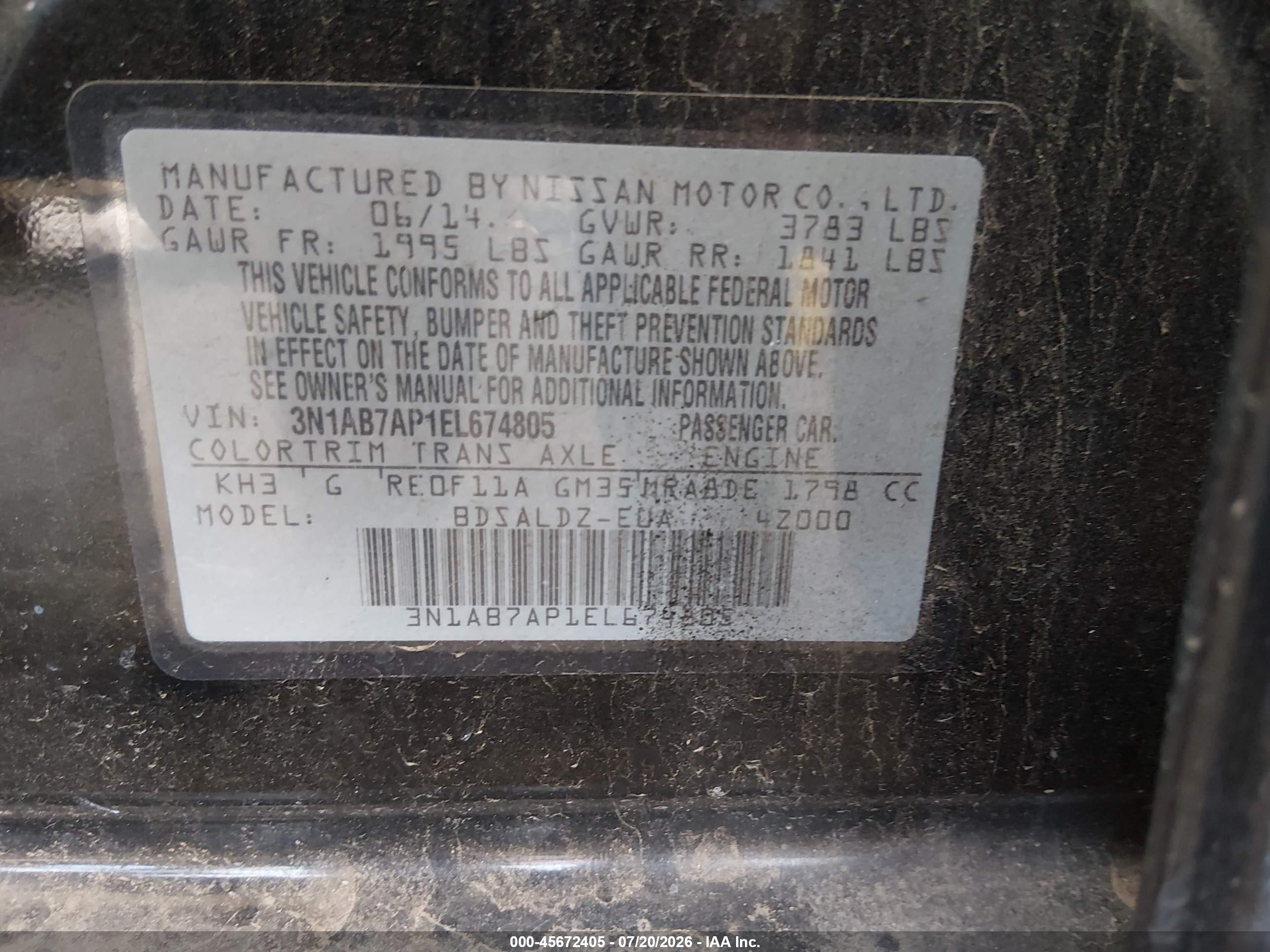 2014 Nissan Sentra Sv Black vin: 3N1AB7AP1EL674805