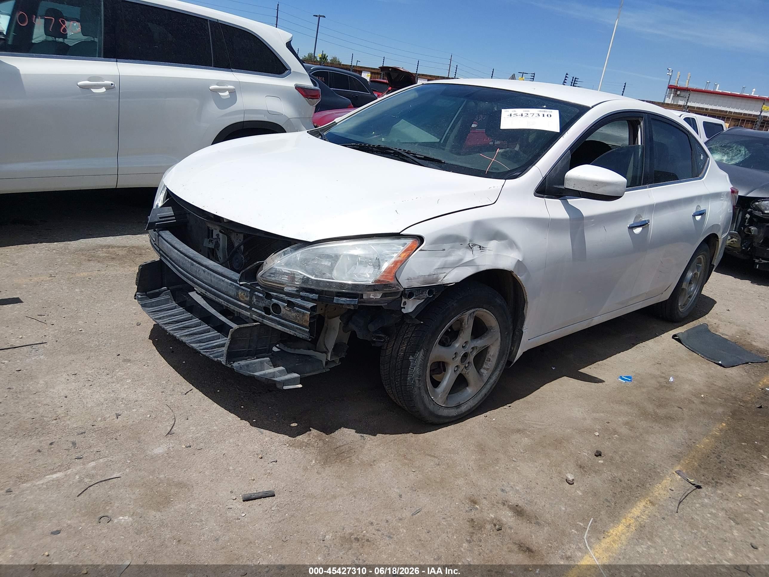 2014 Nissan Sentra S White vin: 3N1AB7AP1EL683231