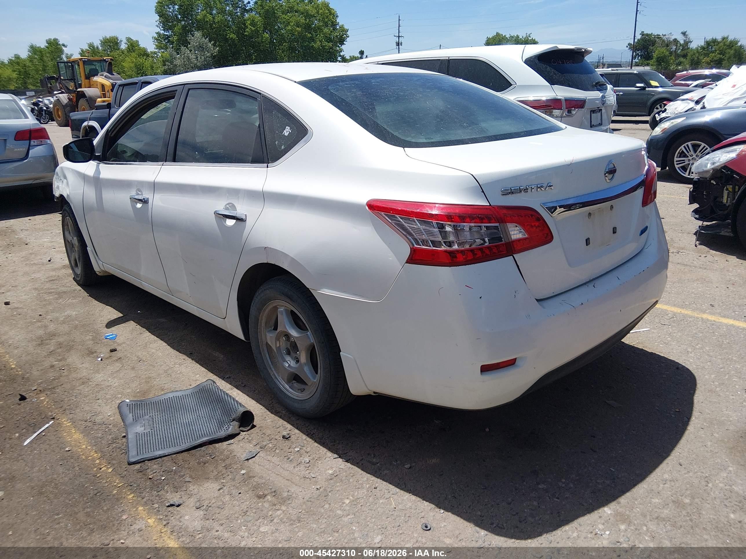 2014 Nissan Sentra S White vin: 3N1AB7AP1EL683231