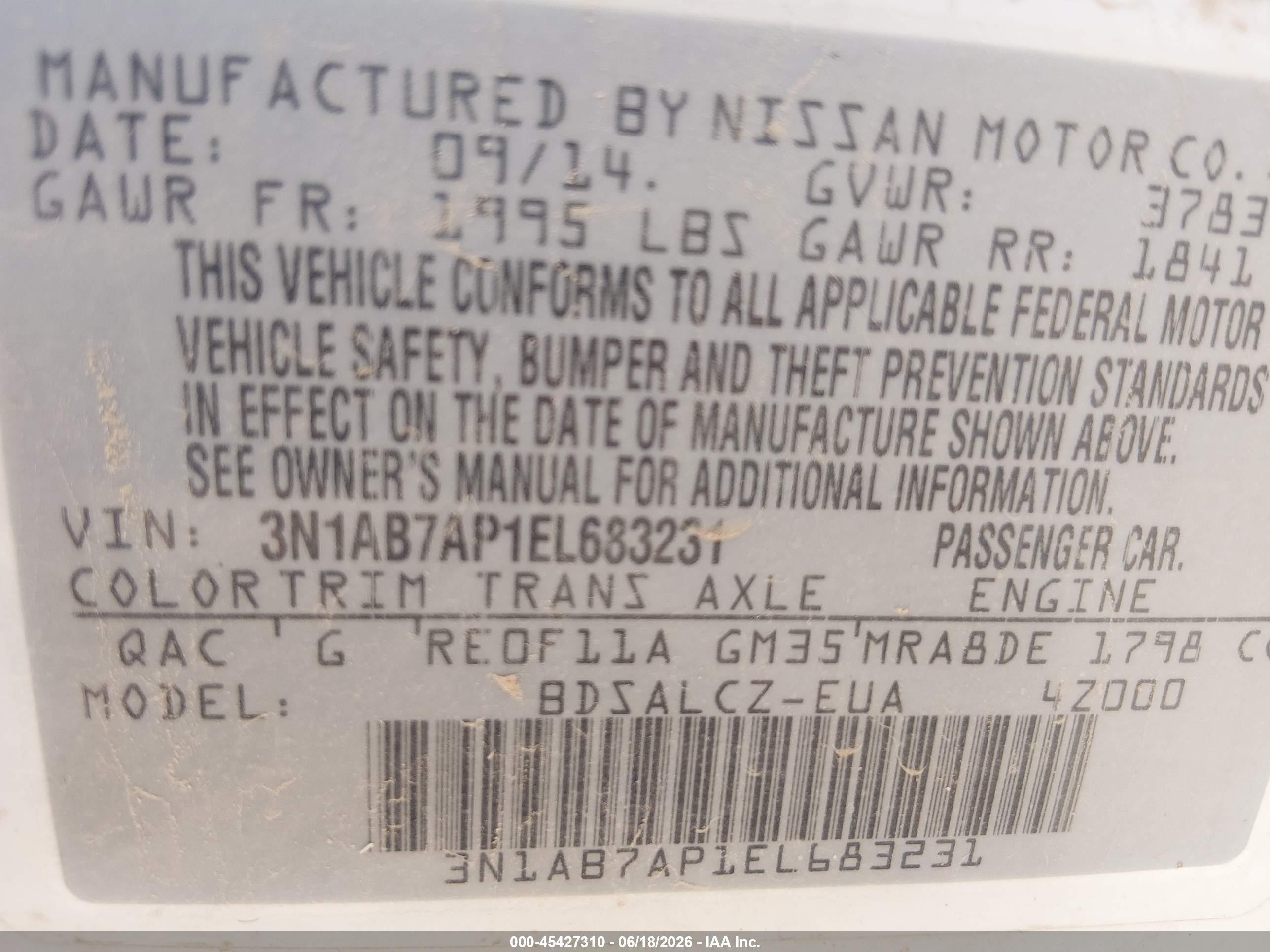 2014 Nissan Sentra S White vin: 3N1AB7AP1EL683231