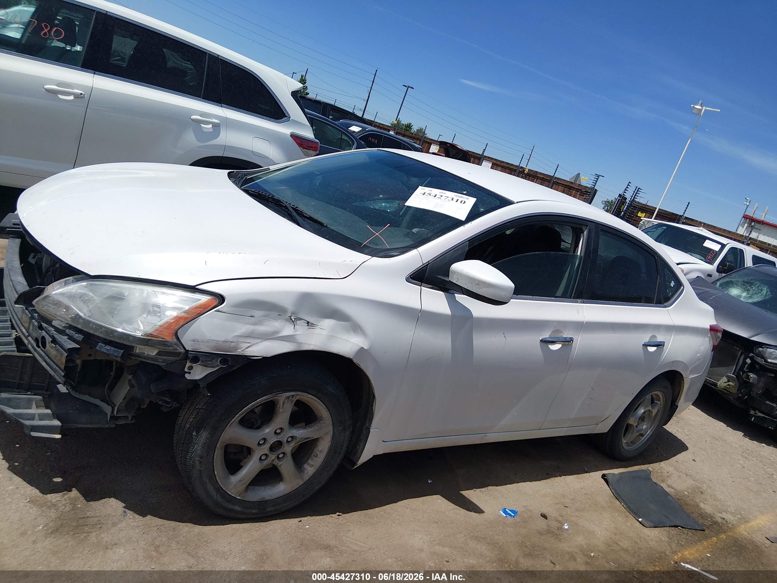 2014 Nissan Sentra S White vin: 3N1AB7AP1EL683231