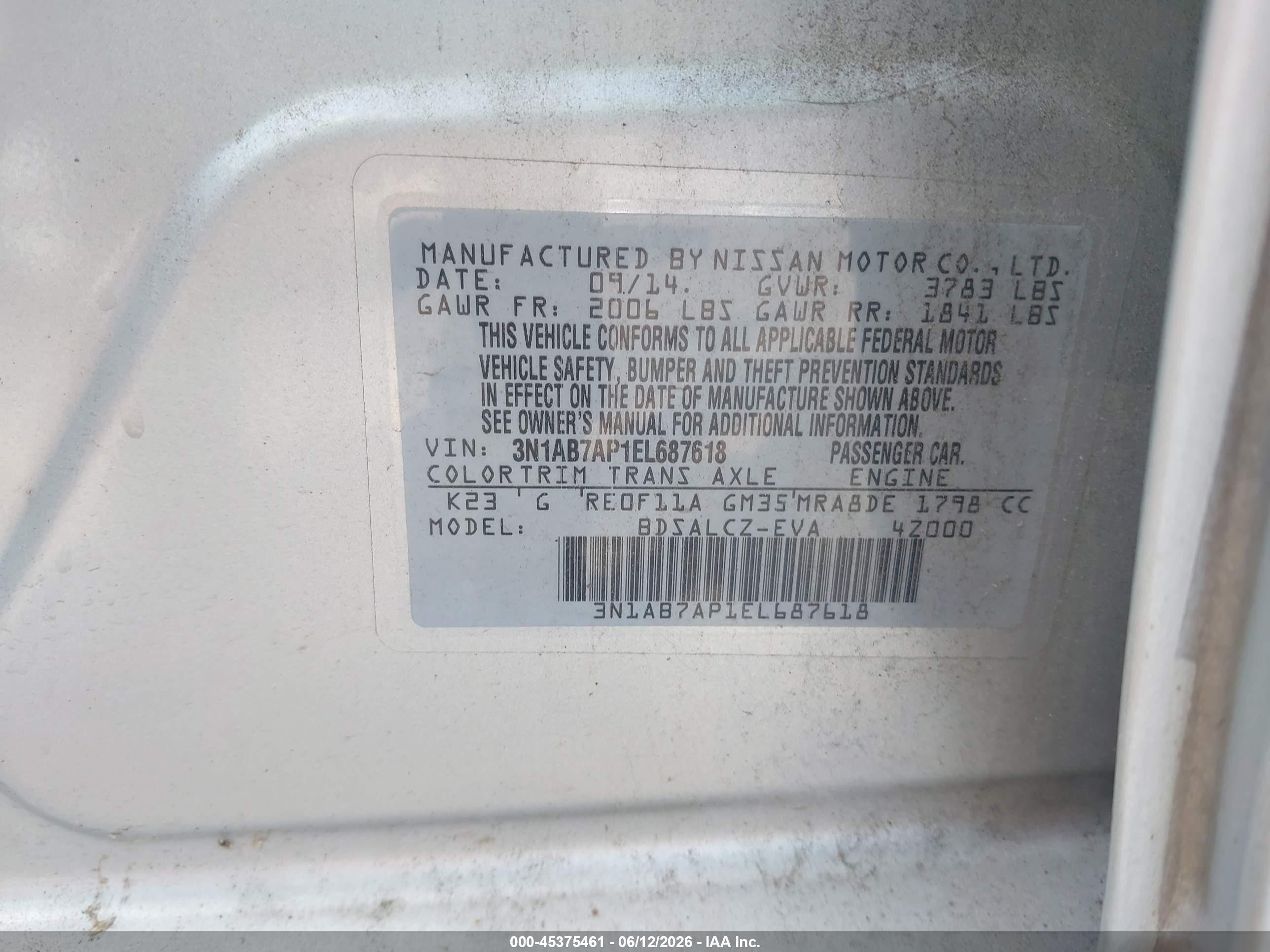 2014 Nissan Sentra S Серебряный vin: 3N1AB7AP1EL687618
