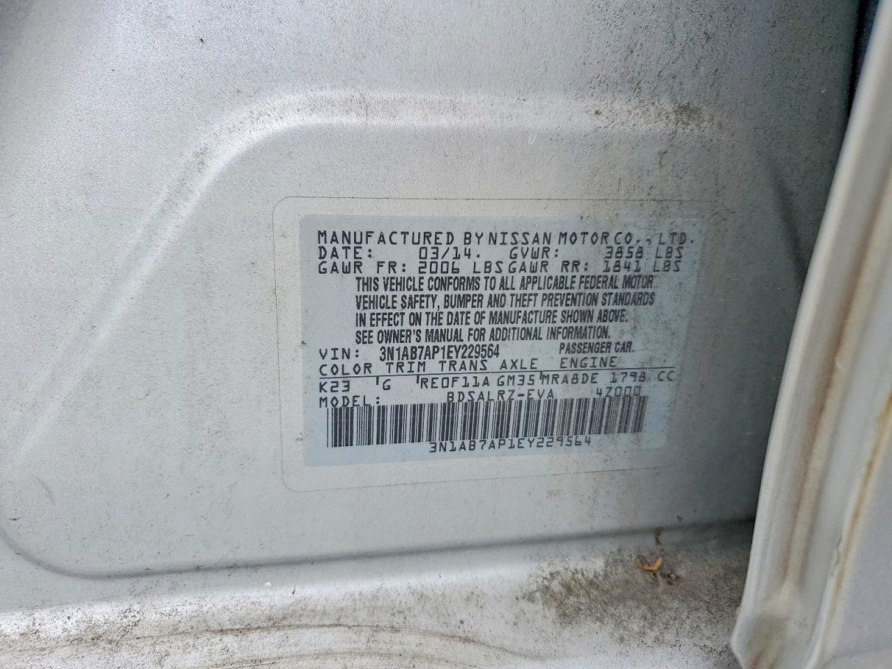 2014 Nissan Sentra Sr Silver vin: 3N1AB7AP1EY229564
