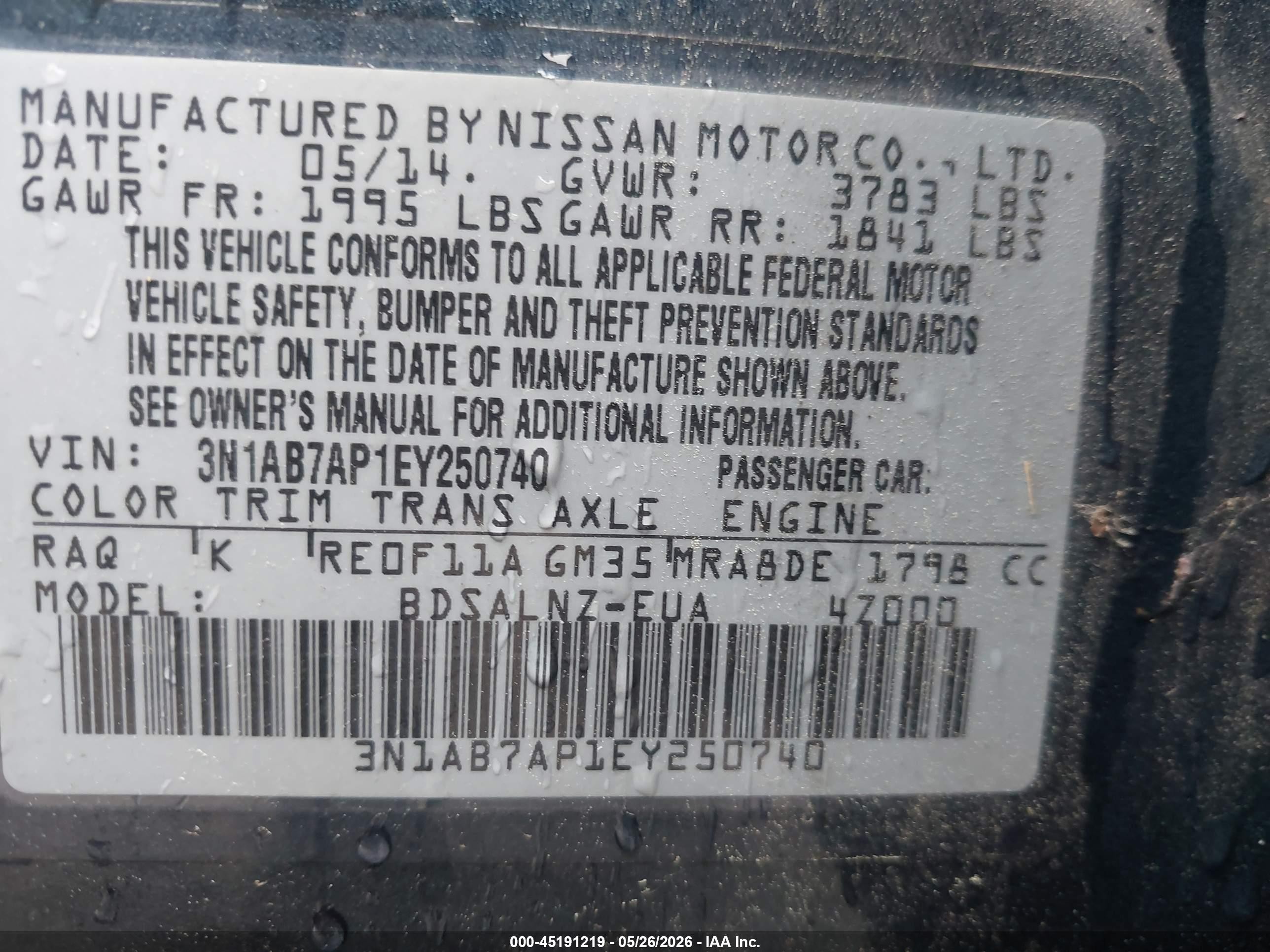 2014 Nissan Sentra Fe+ Sv Green vin: 3N1AB7AP1EY250740