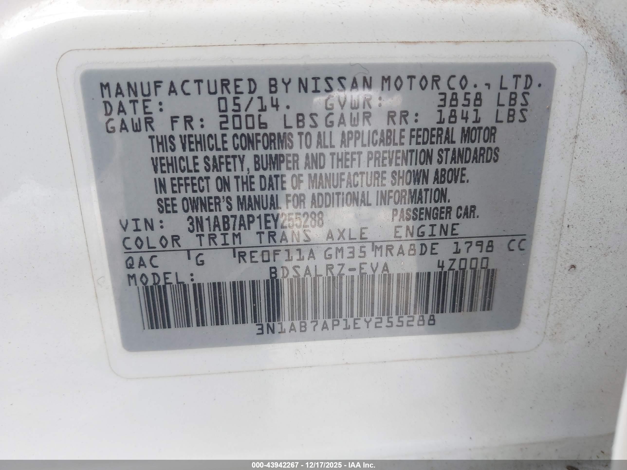 2014 Nissan Sentra Sr White vin: 3N1AB7AP1EY255288