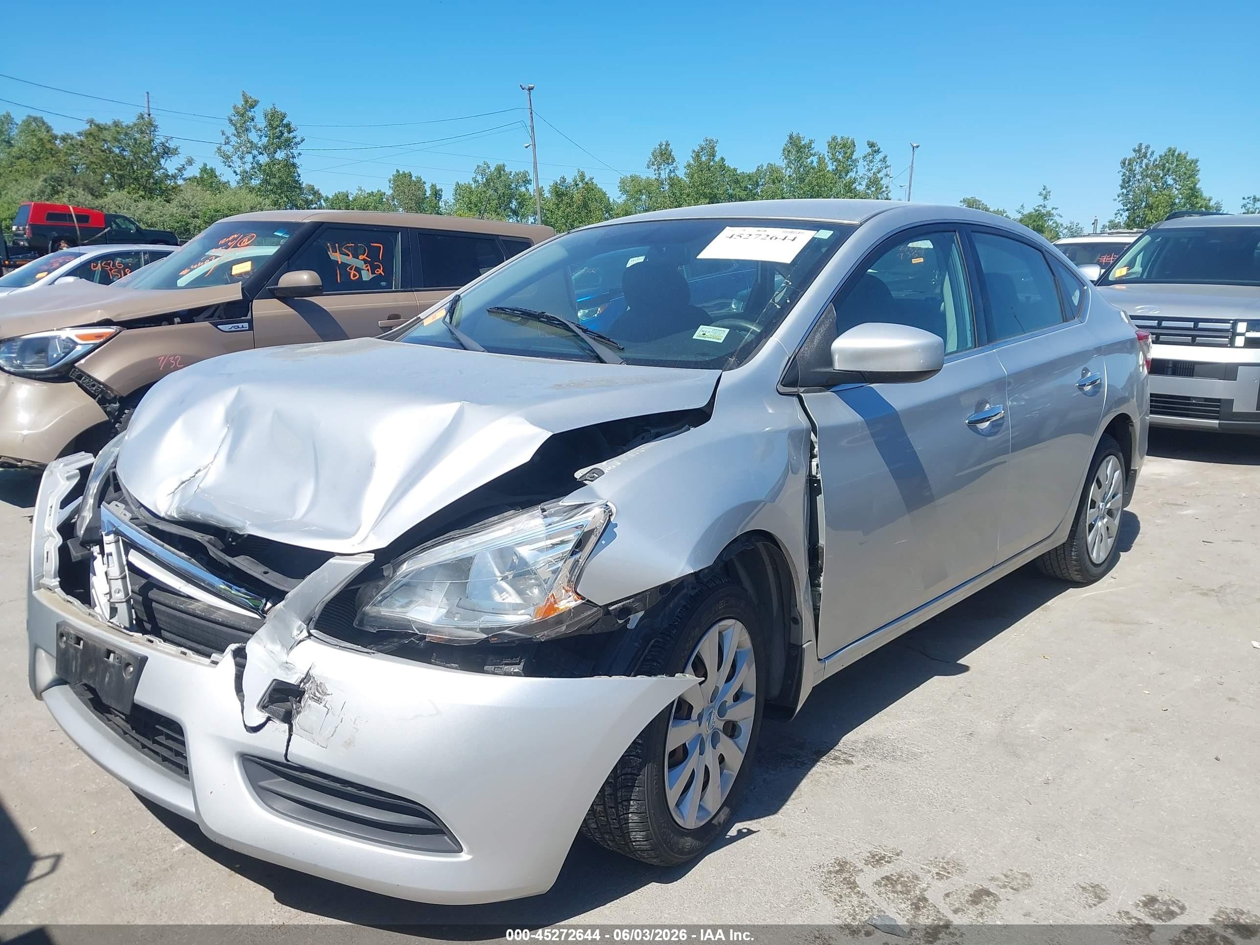 2014 Nissan Sentra Sv Silver vin: 3N1AB7AP1EY283673