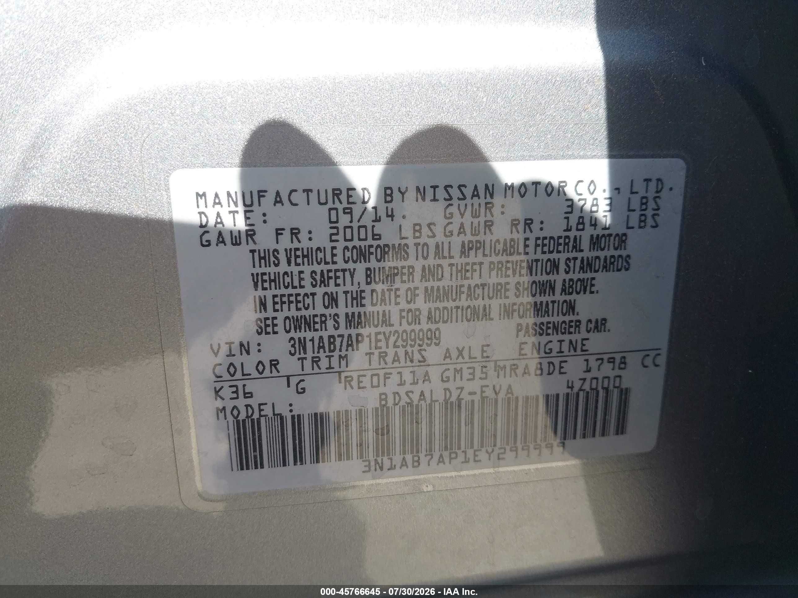 2014 Nissan Sentra Sv Silver vin: 3N1AB7AP1EY299999