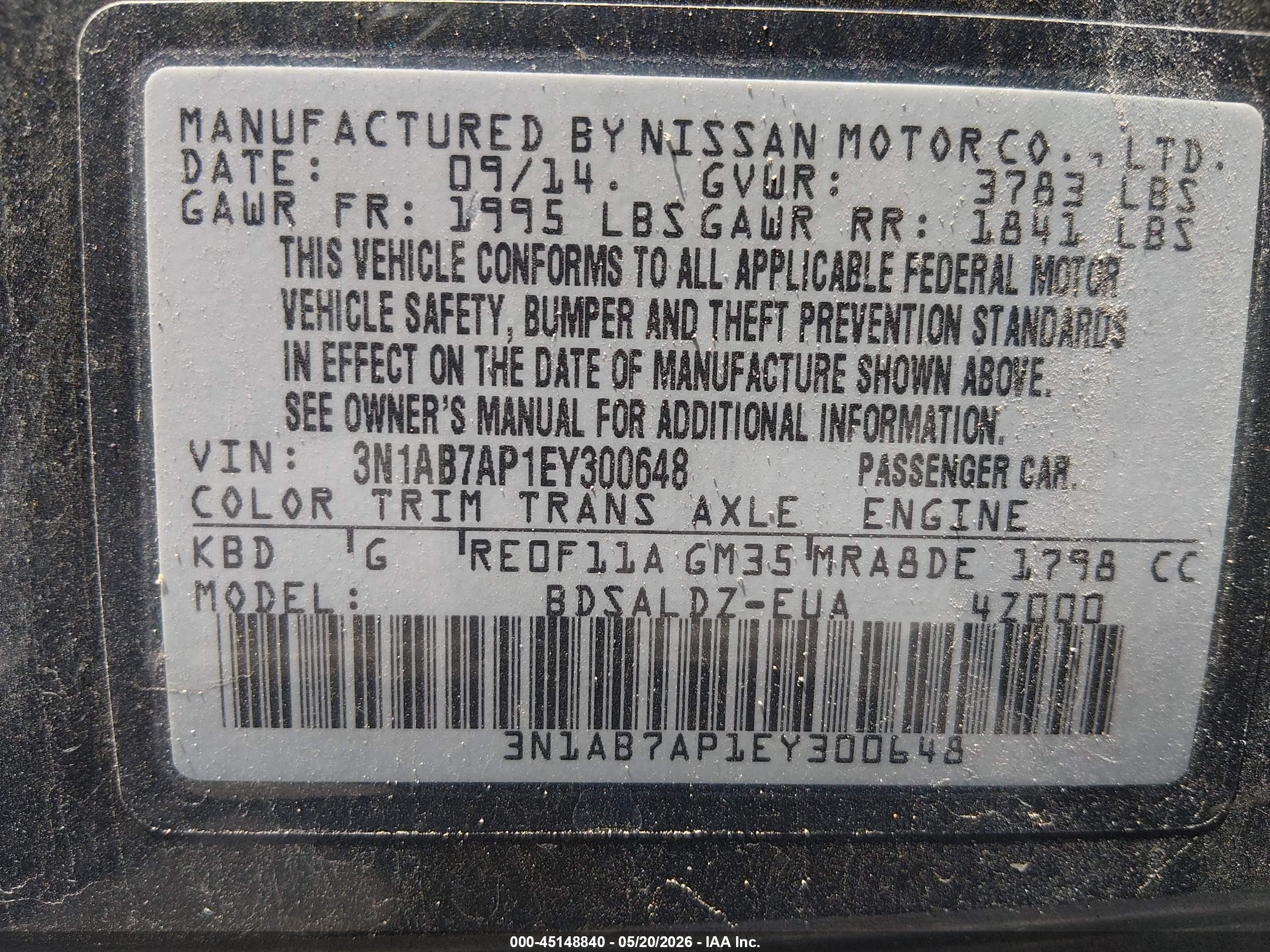 2014 Nissan Sentra Sv Коричневый vin: 3N1AB7AP1EY300648