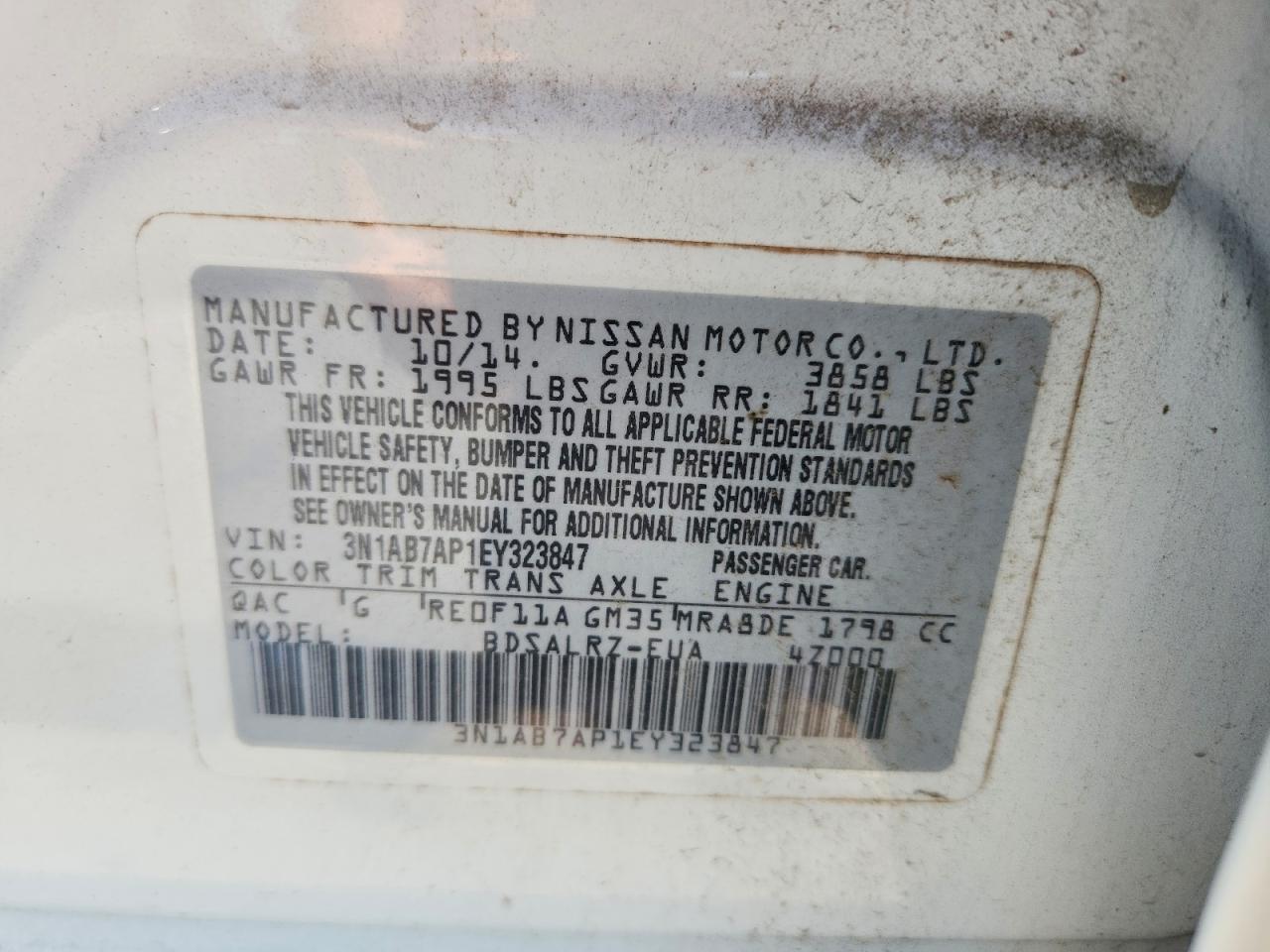 2014 Nissan Sentra Sr White vin: 3N1AB7AP1EY323847