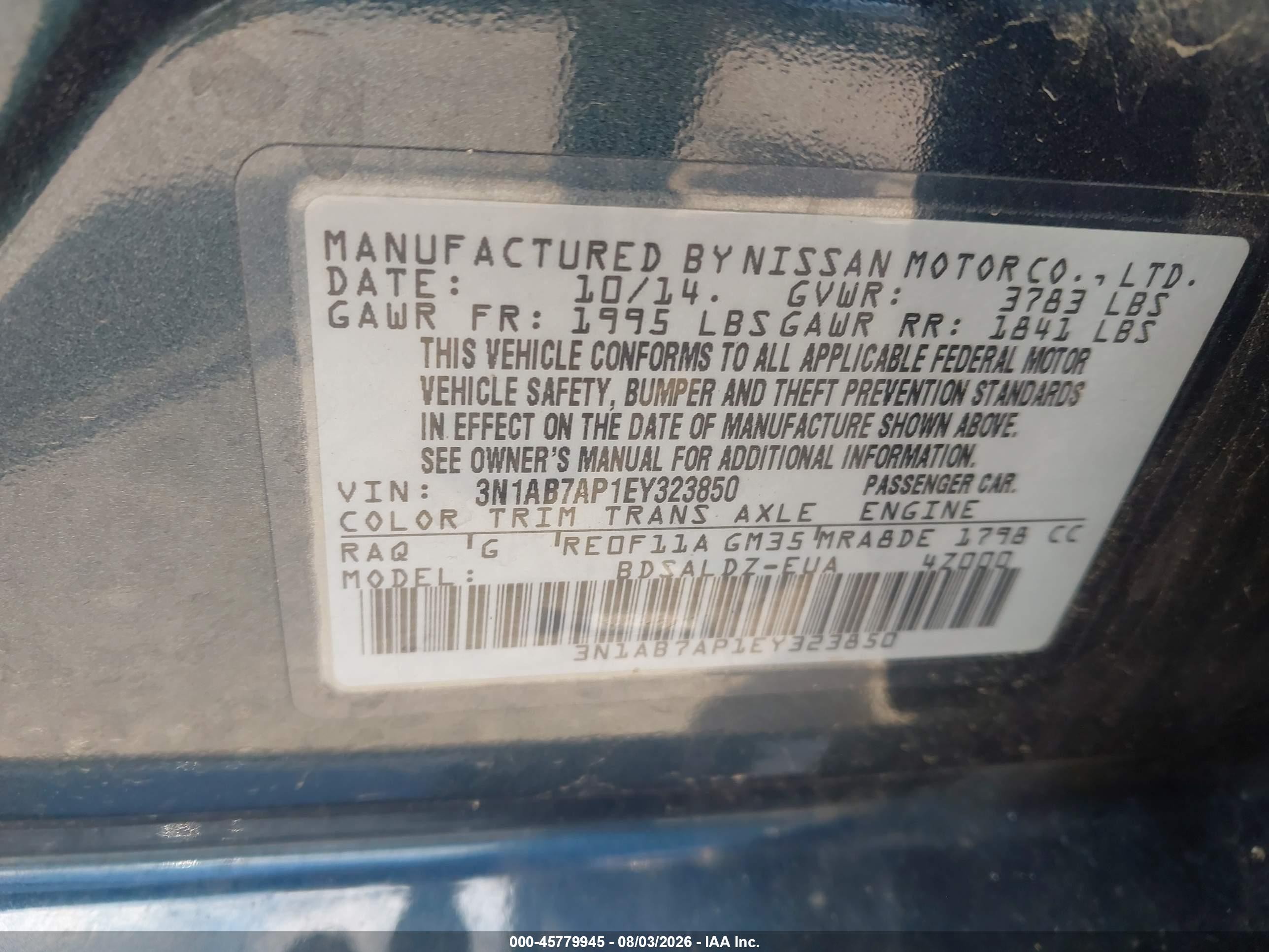 2014 Nissan Sentra Sv Green vin: 3N1AB7AP1EY323850
