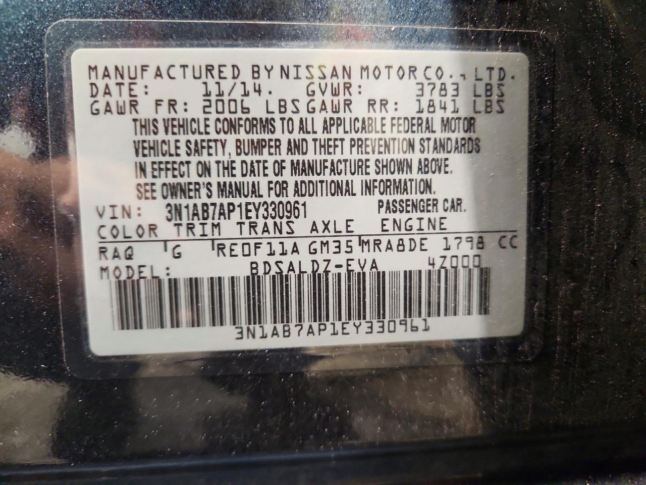 2014 Nissan Sentra Sv Gray vin: 3N1AB7AP1EY330961