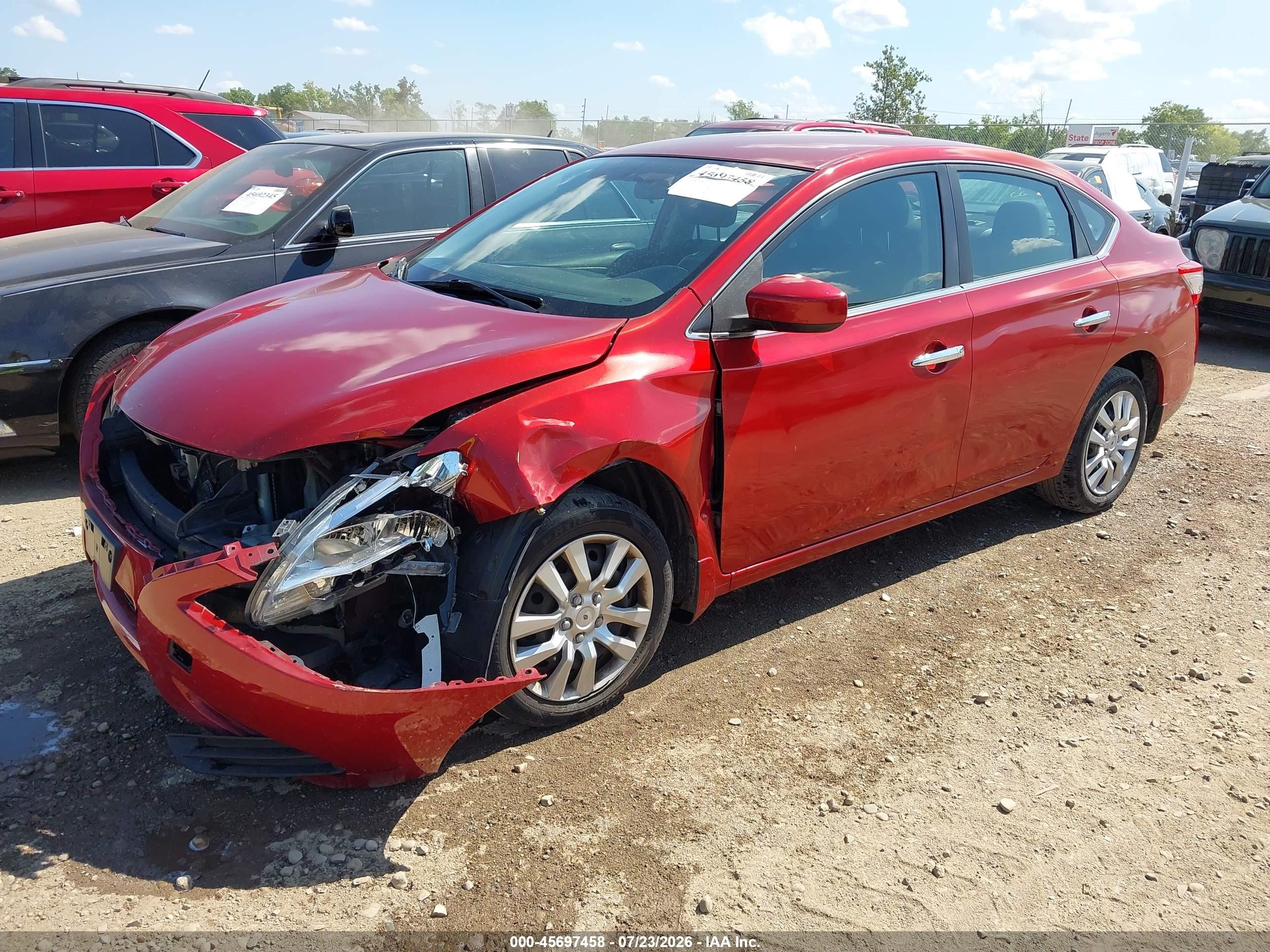2014 Nissan Sentra S Red vin: 3N1AB7AP1EY338574
