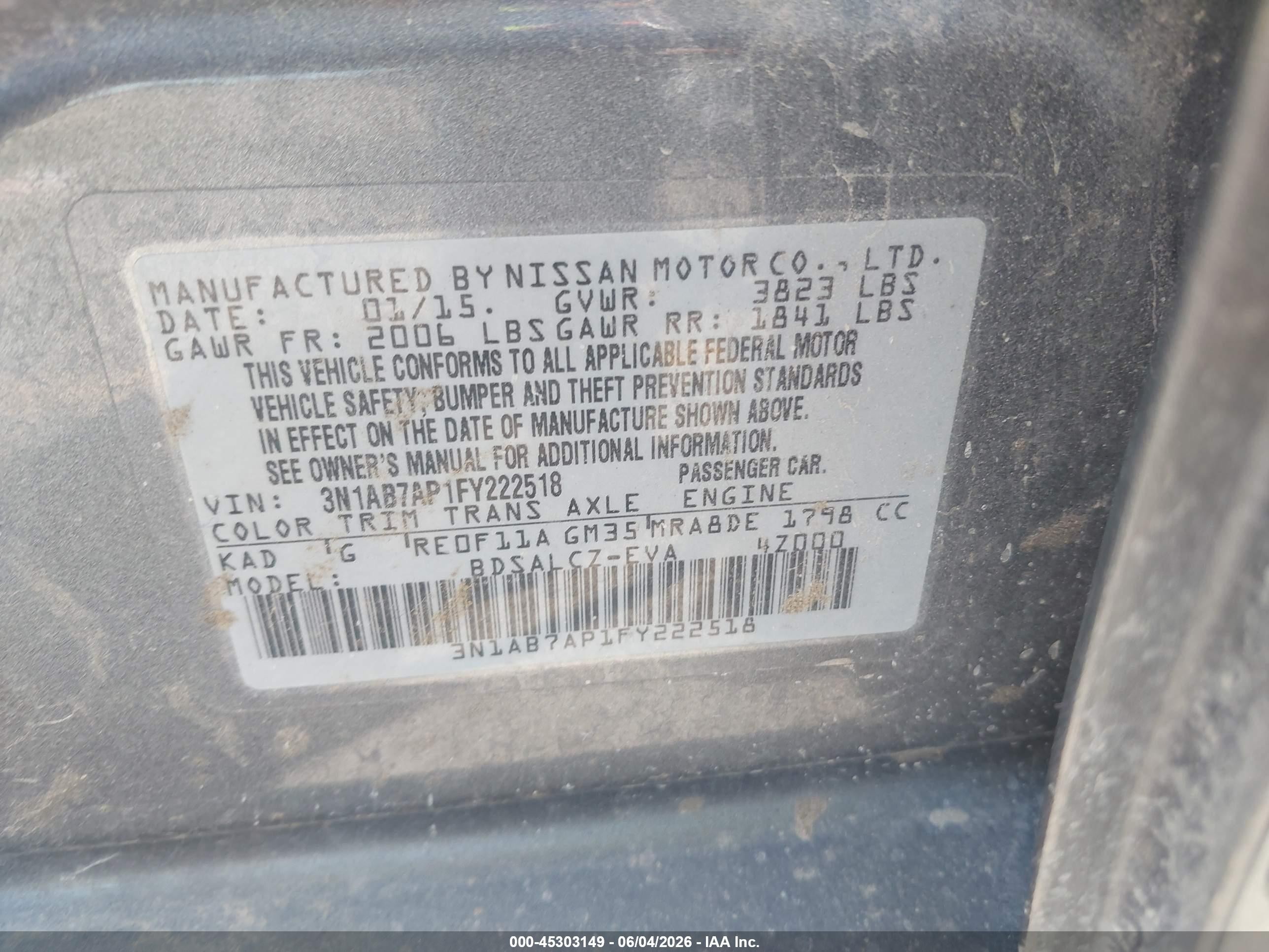 2015 Nissan Sentra S Gray vin: 3N1AB7AP1FY222518