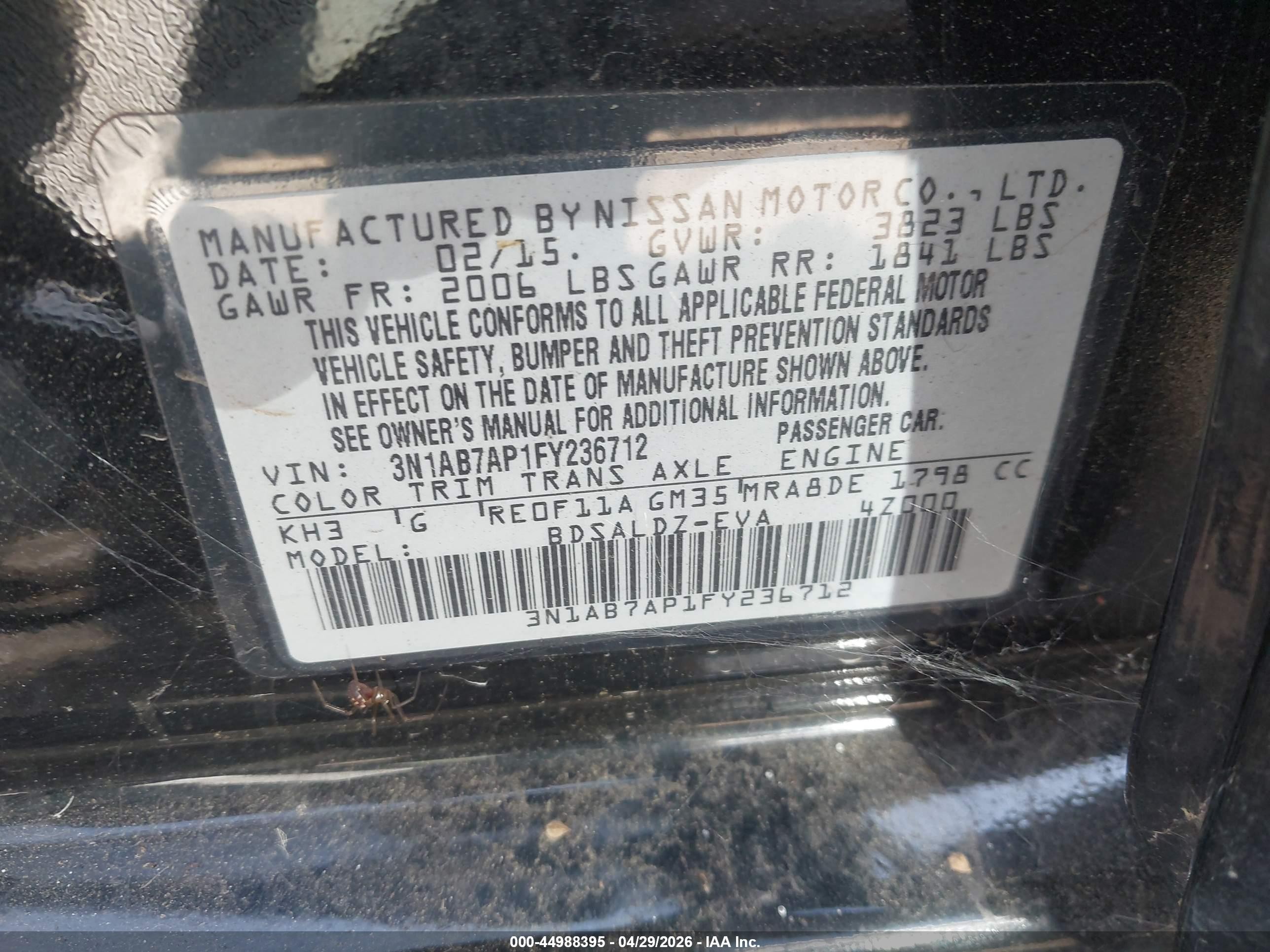 2015 Nissan Sentra Sv Black vin: 3N1AB7AP1FY236712