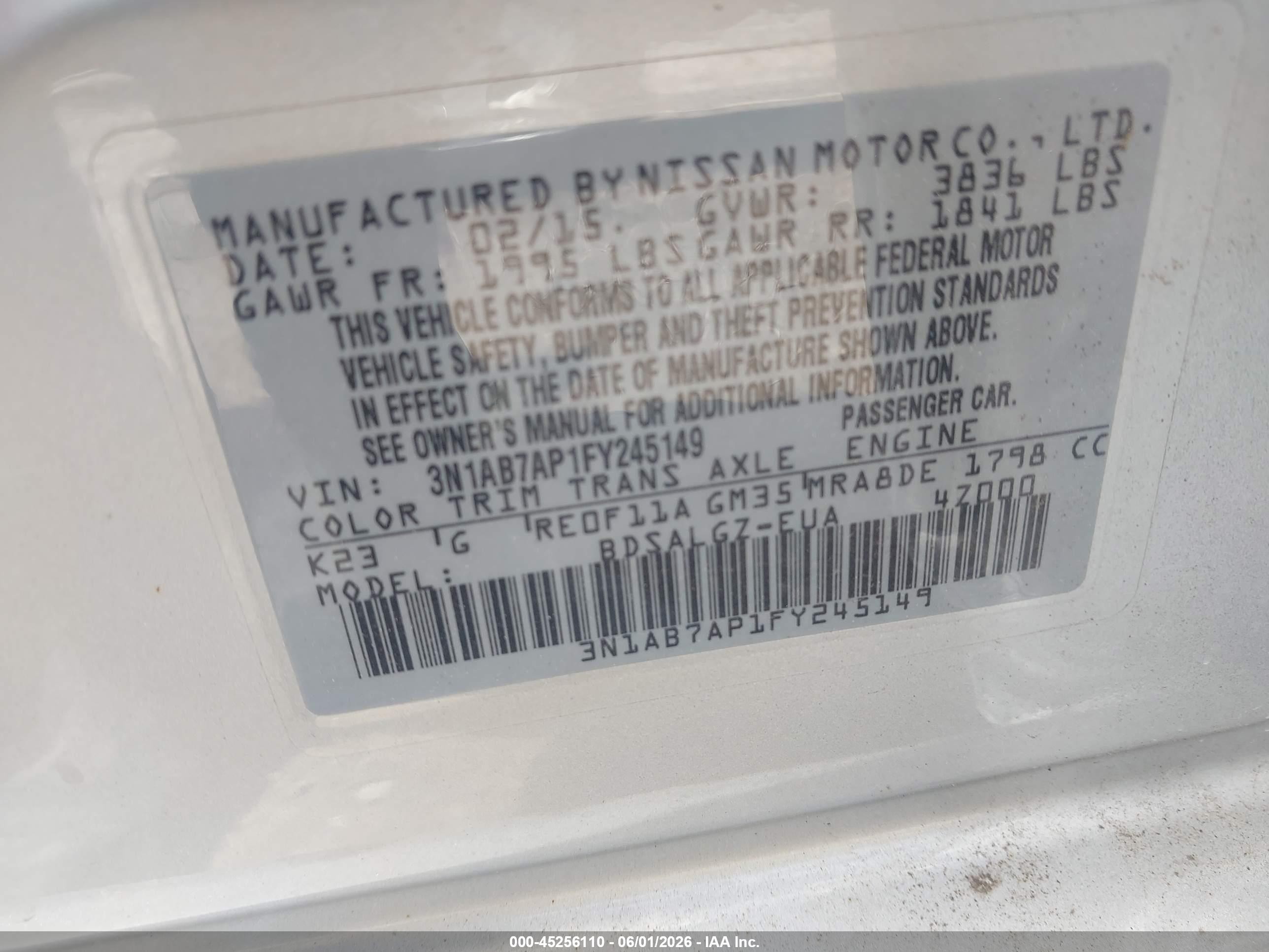 2015 Nissan Sentra Sl Silver vin: 3N1AB7AP1FY245149