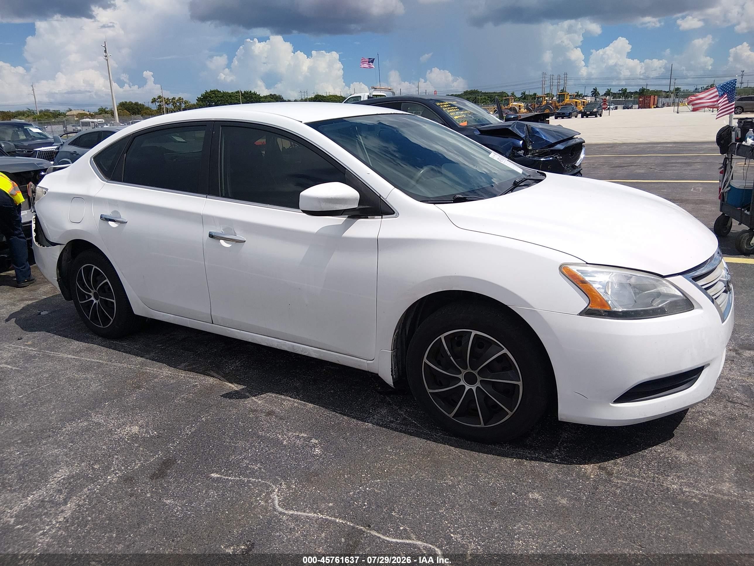 2015 Nissan Sentra S White vin: 3N1AB7AP1FY249301