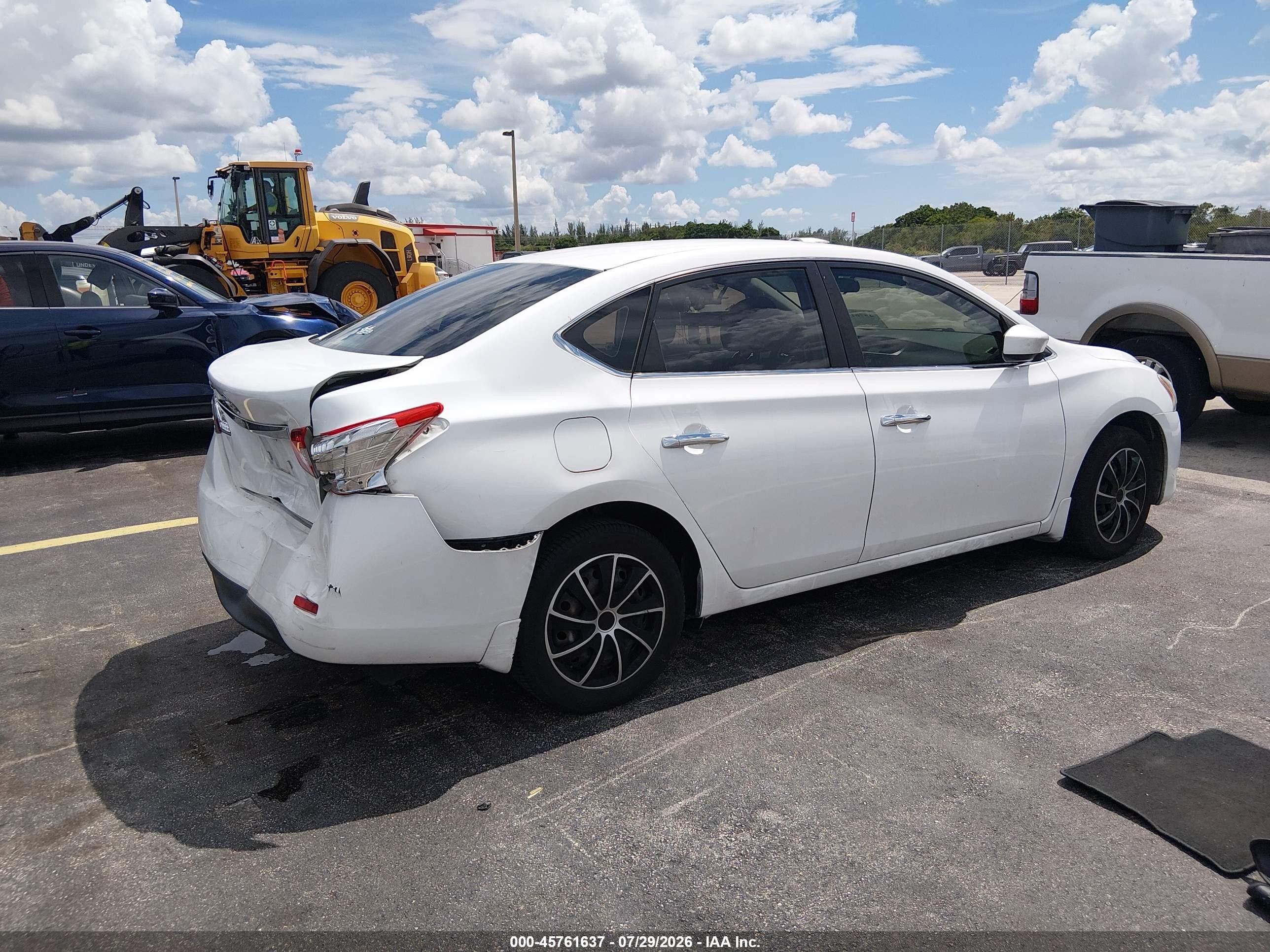 2015 Nissan Sentra S White vin: 3N1AB7AP1FY249301