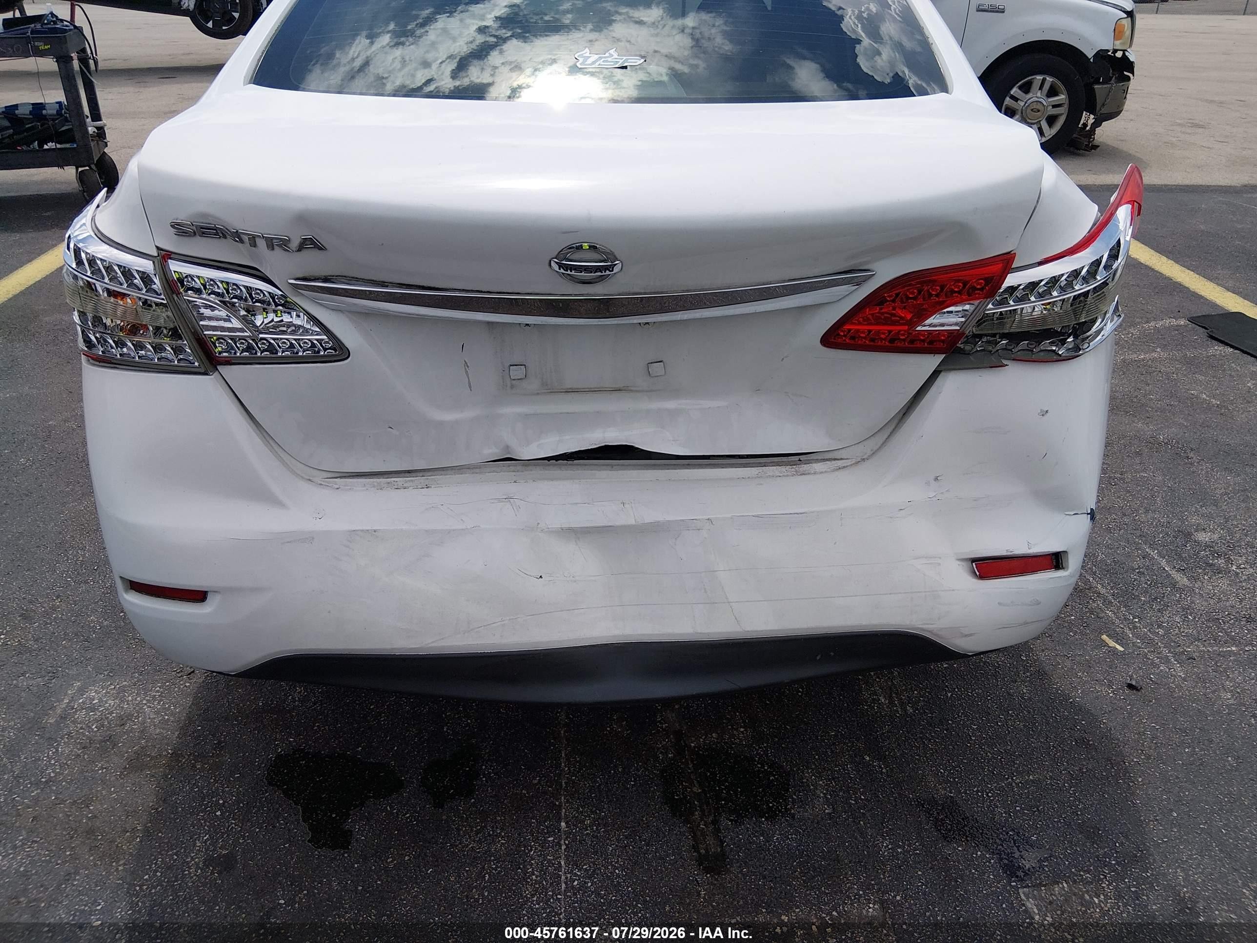 2015 Nissan Sentra S White vin: 3N1AB7AP1FY249301