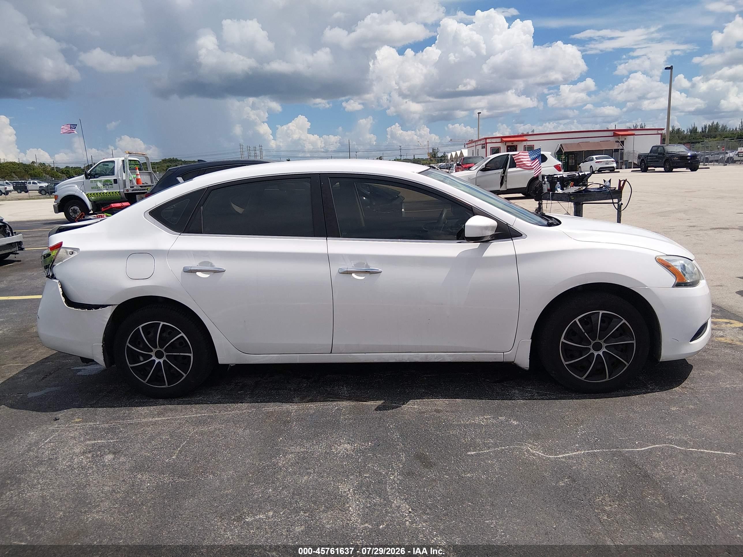 2015 Nissan Sentra S White vin: 3N1AB7AP1FY249301