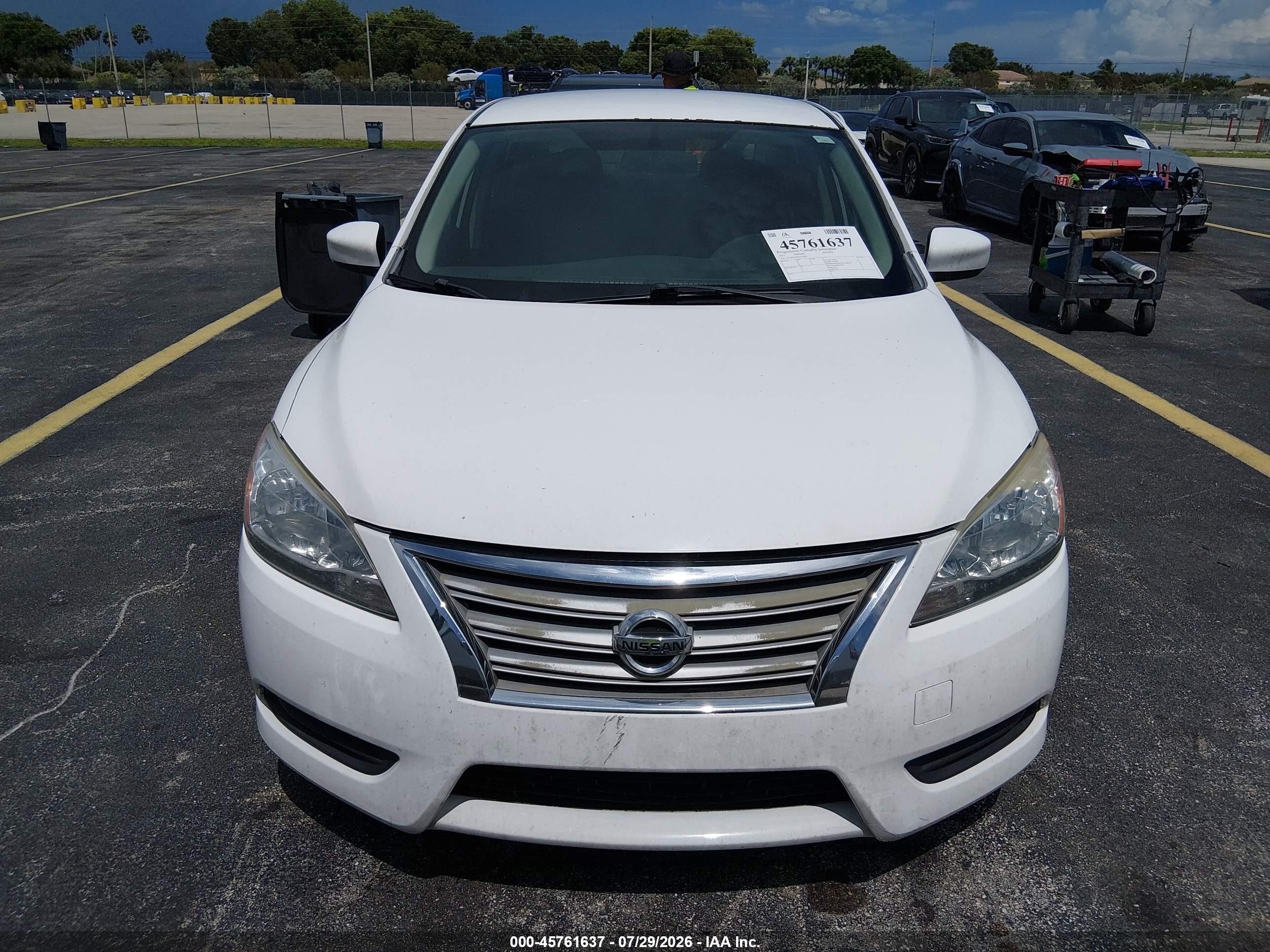 2015 Nissan Sentra S White vin: 3N1AB7AP1FY249301