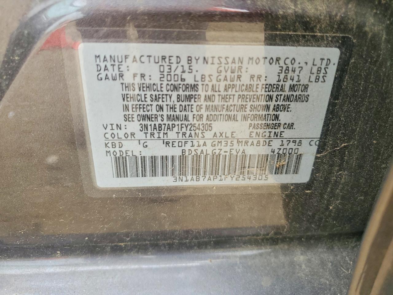 2015 Nissan Sentra Sl Серый vin: 3N1AB7AP1FY254305