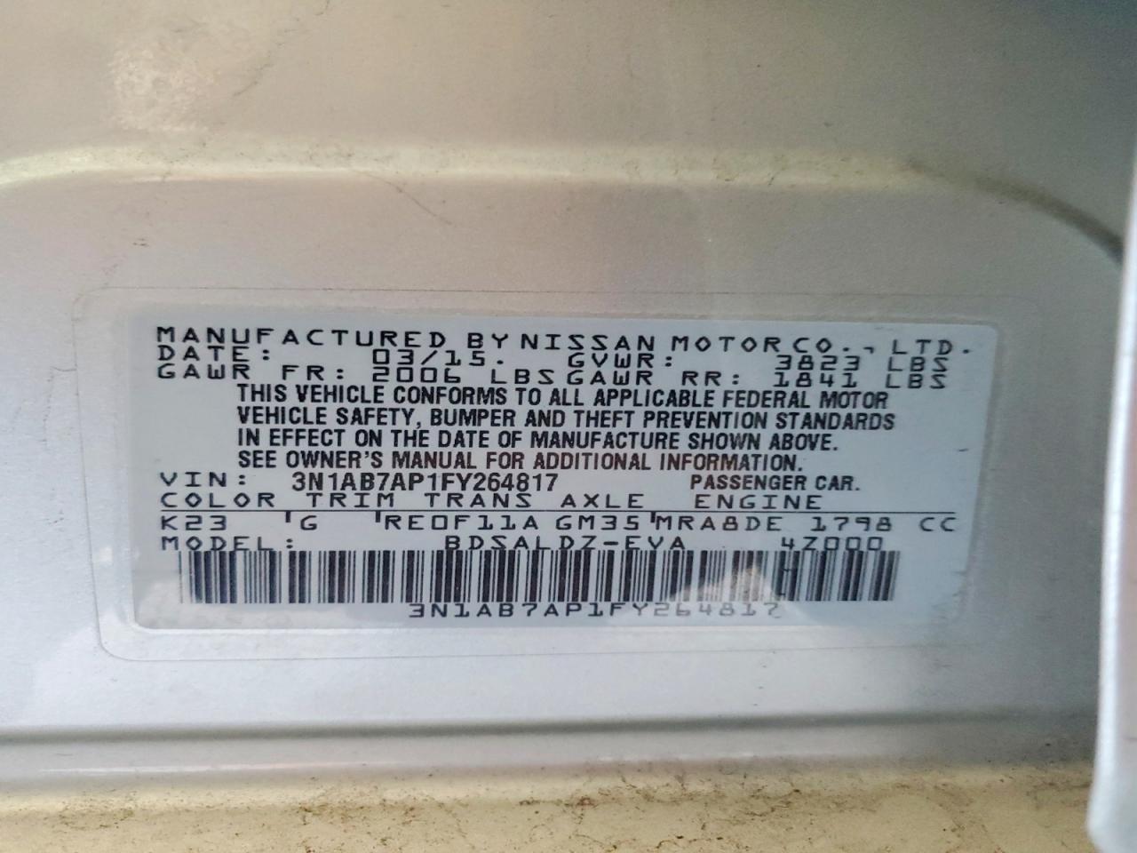 2015 Nissan Sentra Sv Silver vin: 3N1AB7AP1FY264817